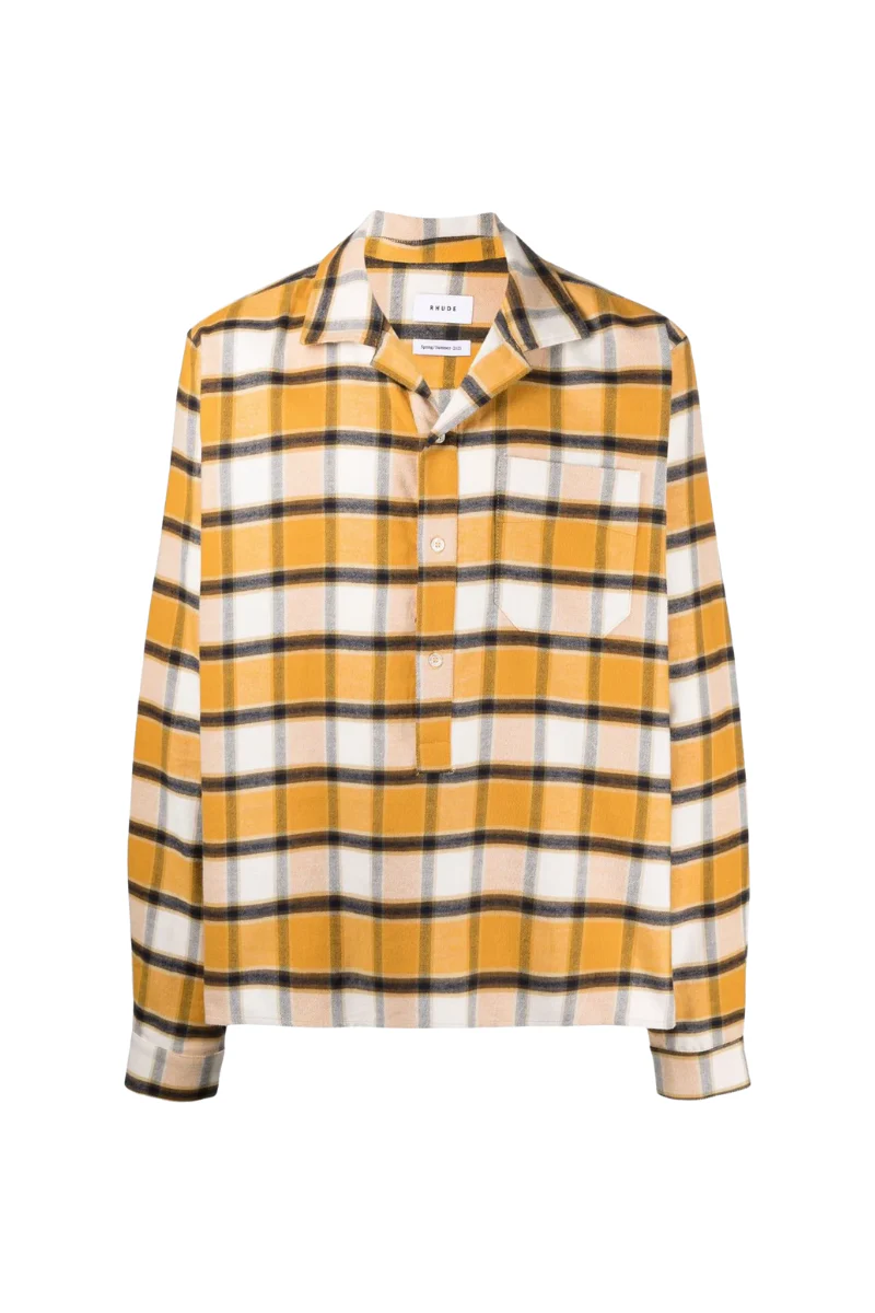 RHUDE Check Button-Down Shirt - Yellow