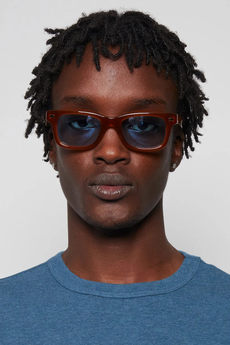 Rhude Classic Rectangle Sun Ray Sunglasses Brown - Image 3