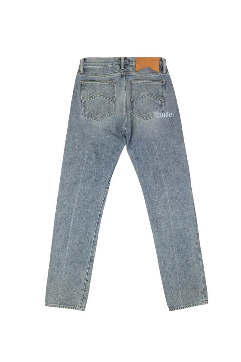 RHUDE Men's Indigo Embroidered Denim Jeans - Image 2