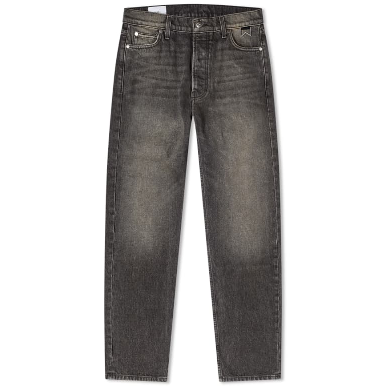 RHUDE MEN'S BLACK DENIM STRAIGHT-LEG TROUSERS