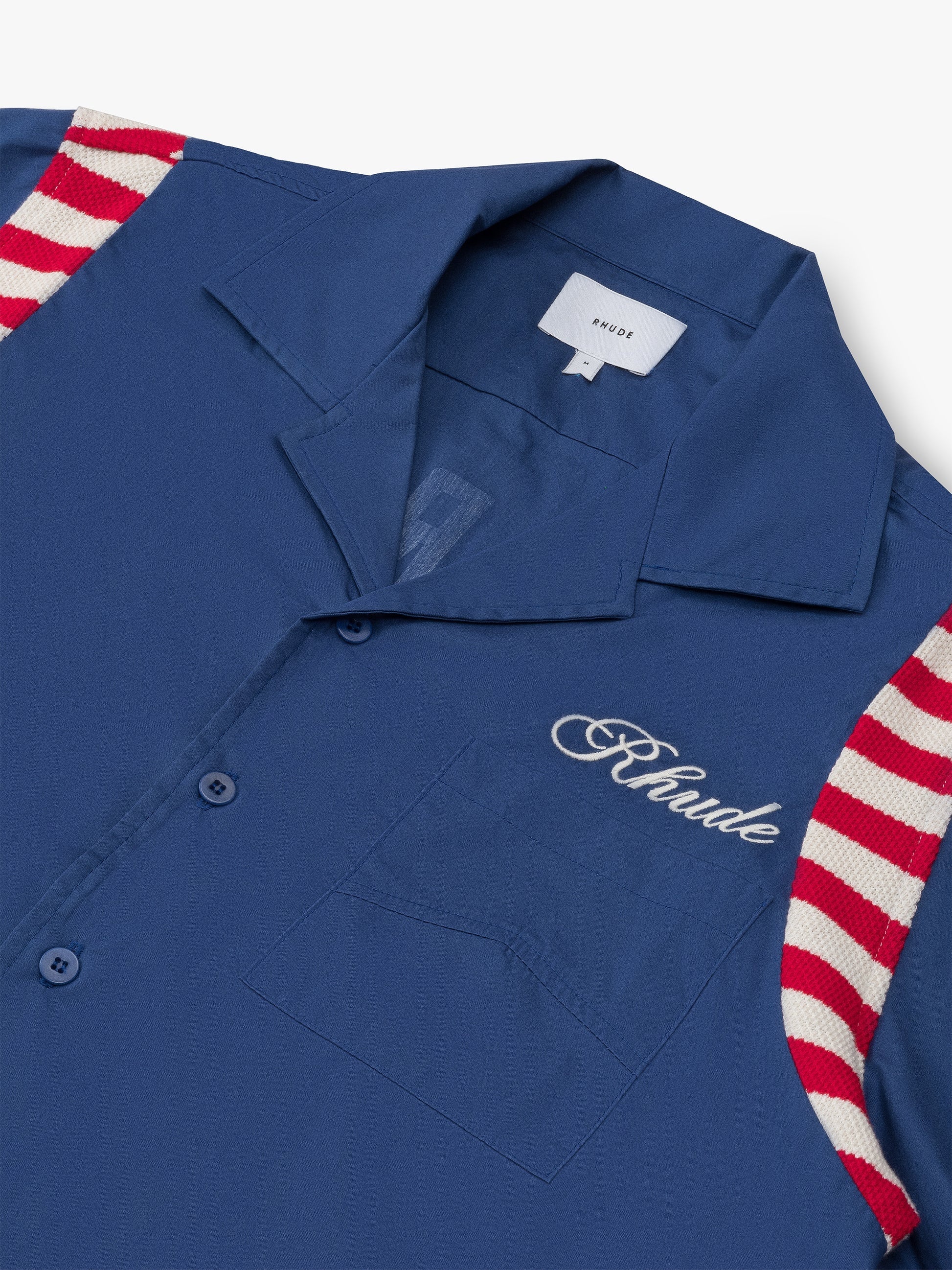 RHUDE MEN'S BLUE POPLIN SHORT-SLEEVE SHIRT - Image 3