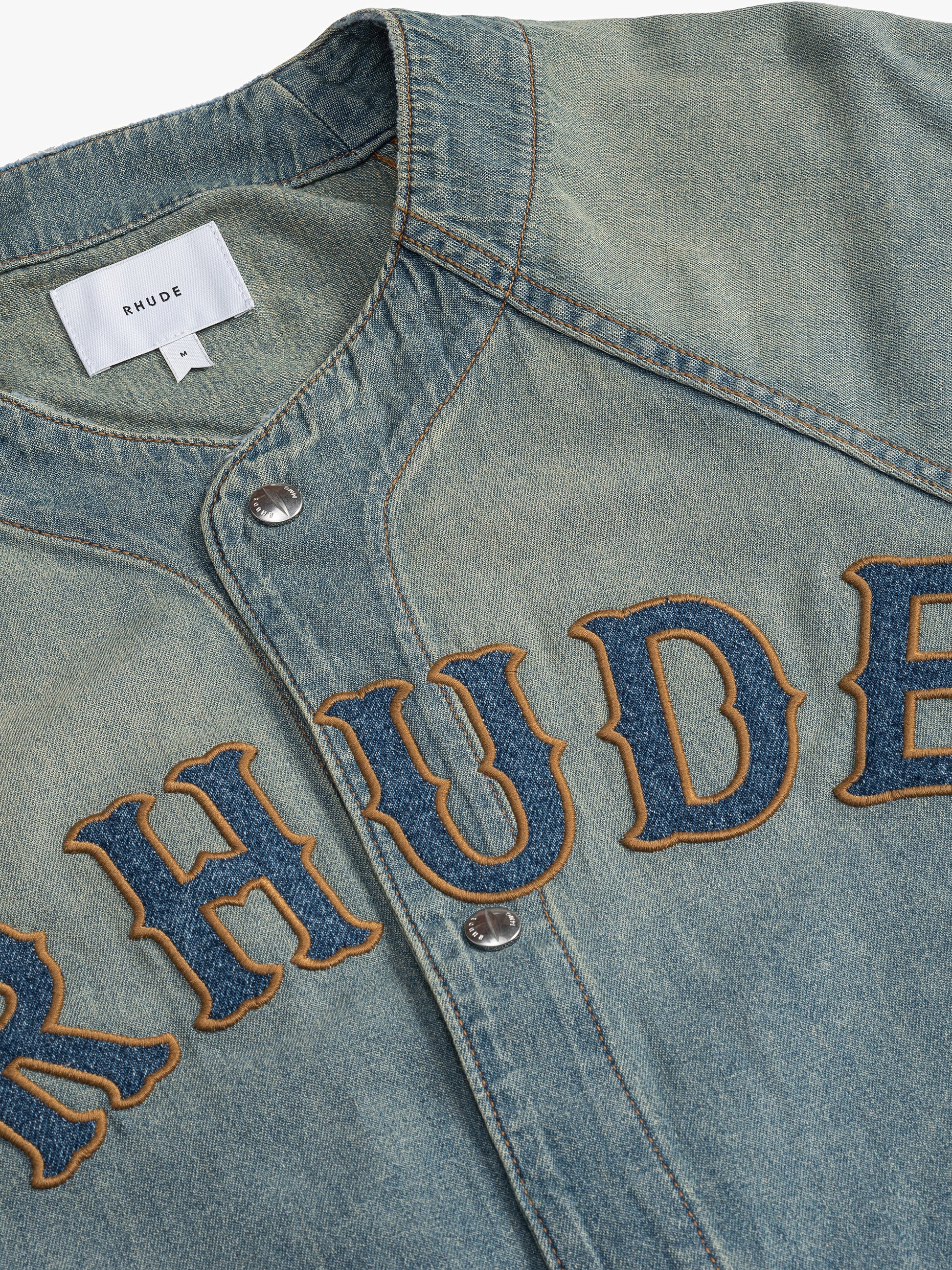 RHUDE MEN'S BASEBALL DENIM SHIRT NWT - Image 3