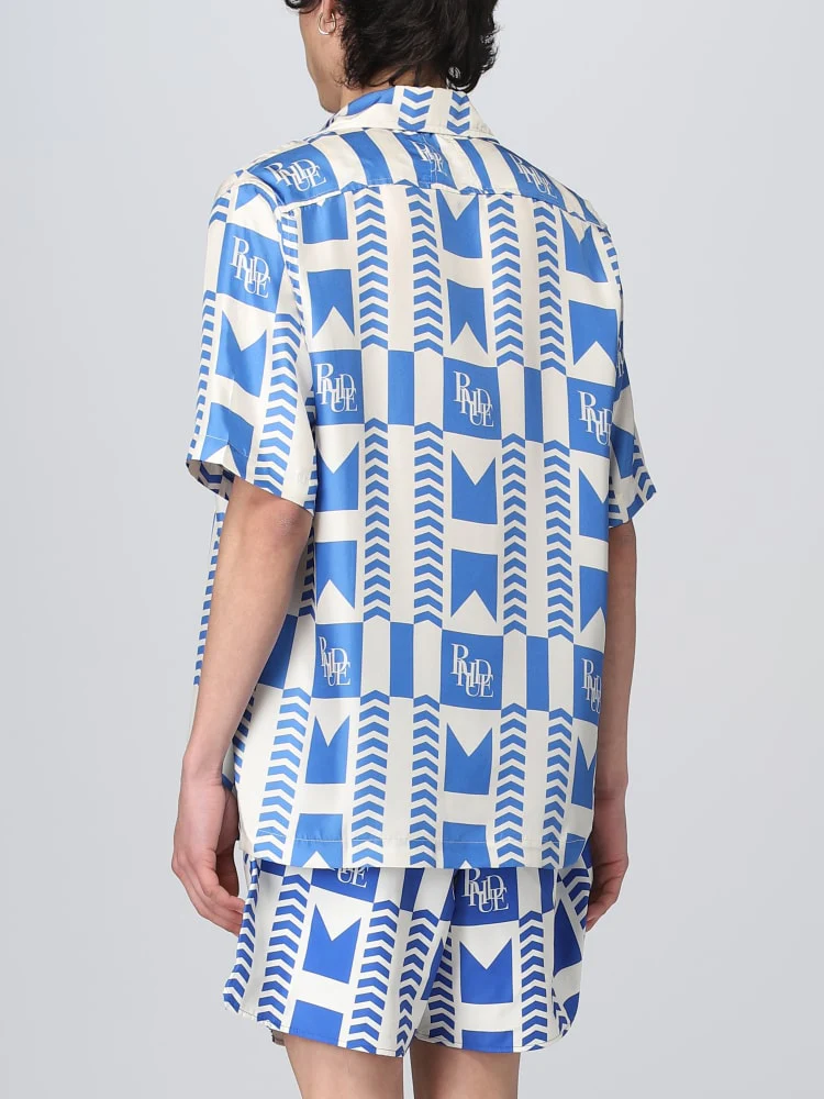 RHUDE MEN'S BLUE GRASSE SILK SHIRT NWT - Image 2