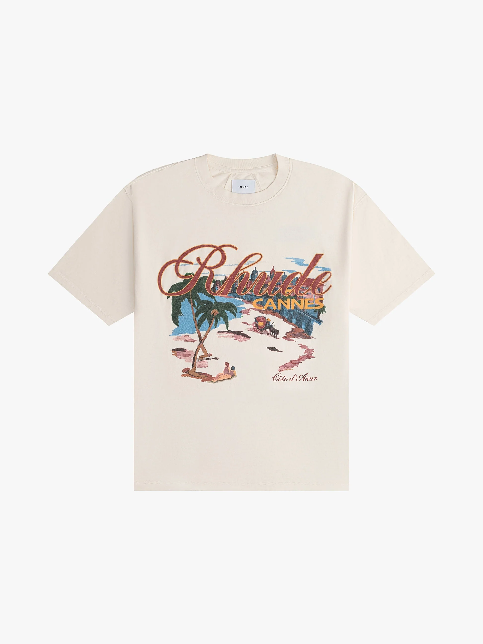 RHUDE MEN'S CANNES BEACH TEE VTG WHITE NWT