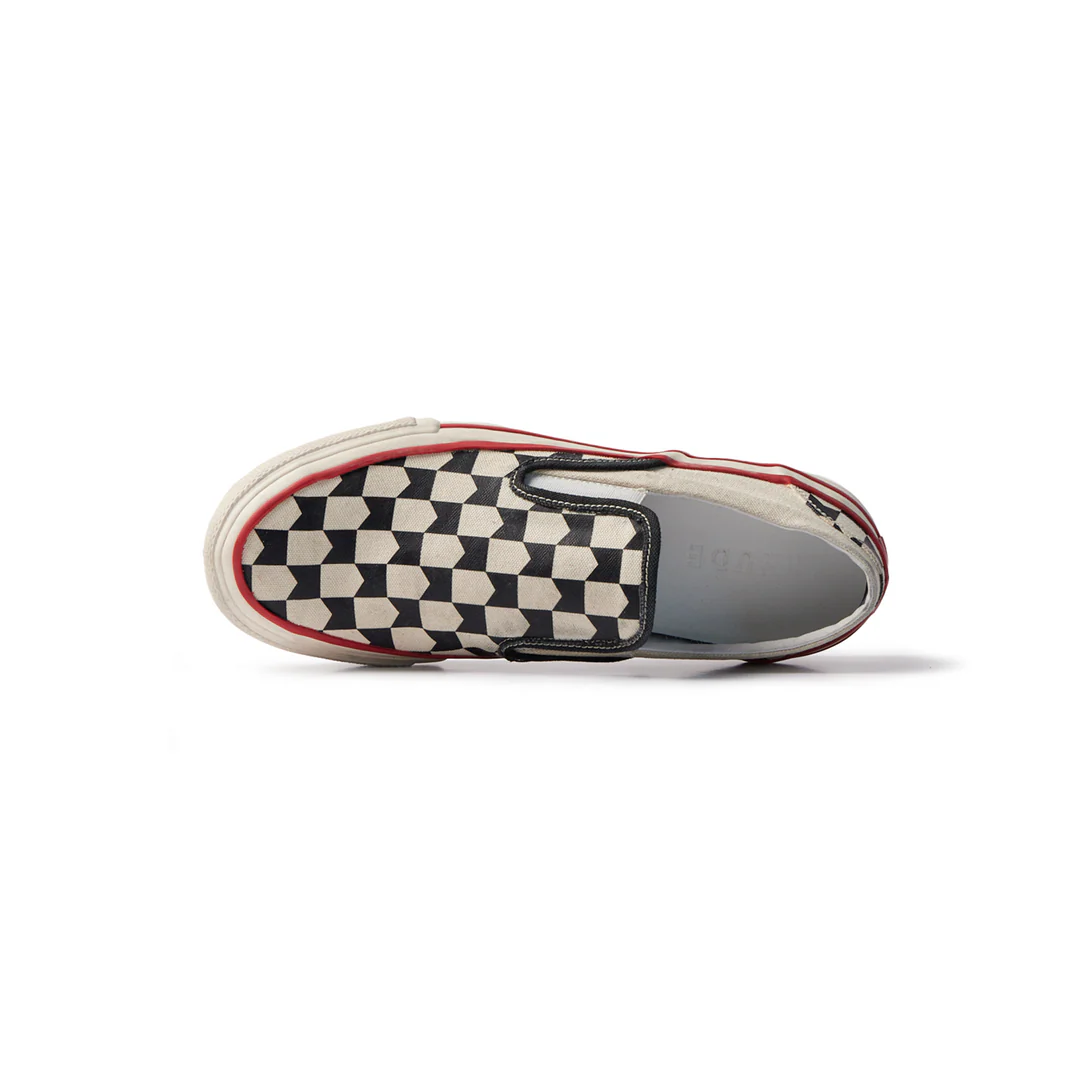 RHUDE MEN'S CHEVRON CHECKERED SLIP ON SNEAKER NWT - Image 3