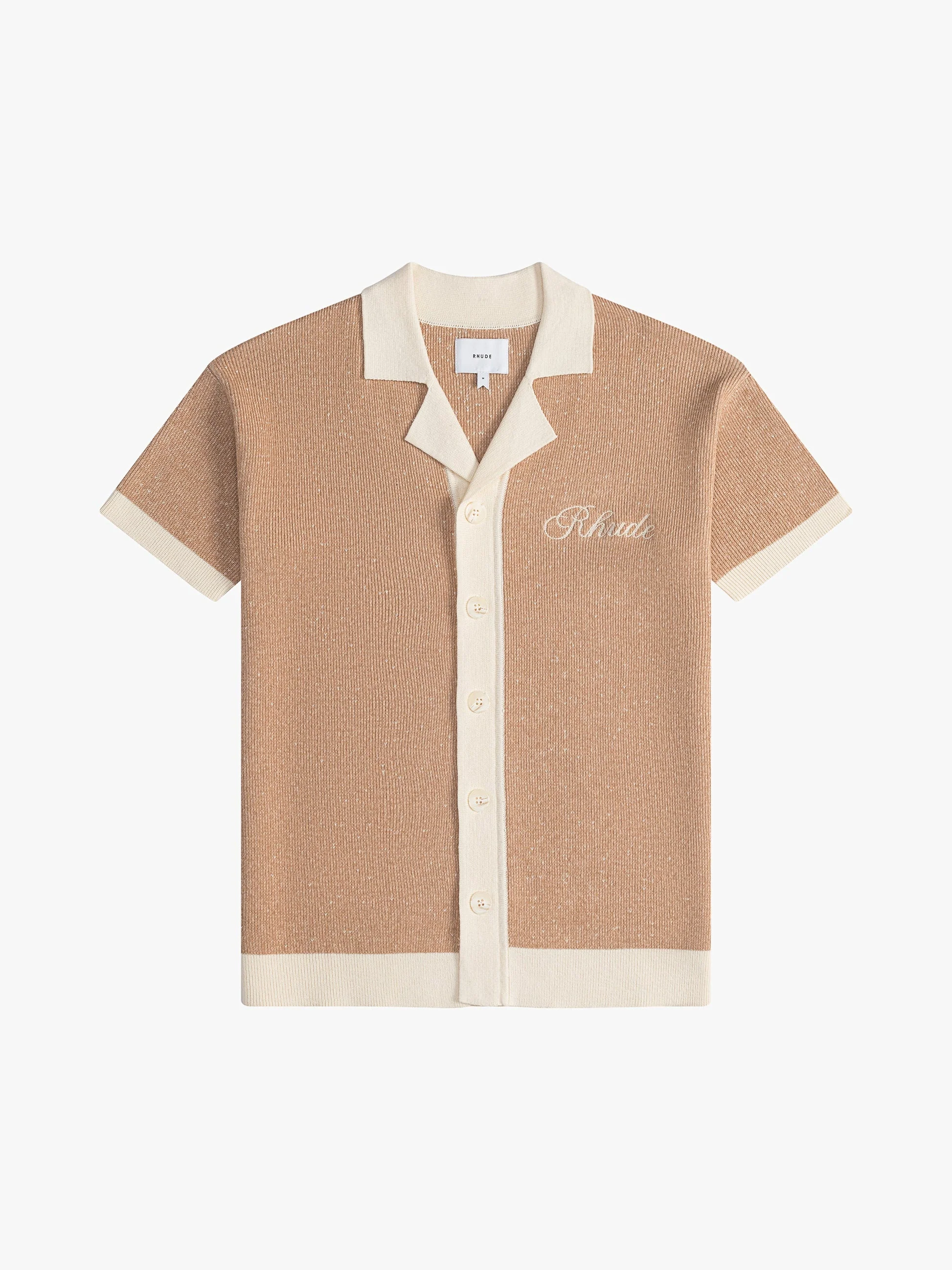 RHUDE MEN'S CONTRAST KNIT BUTTON-UP POLO NWT