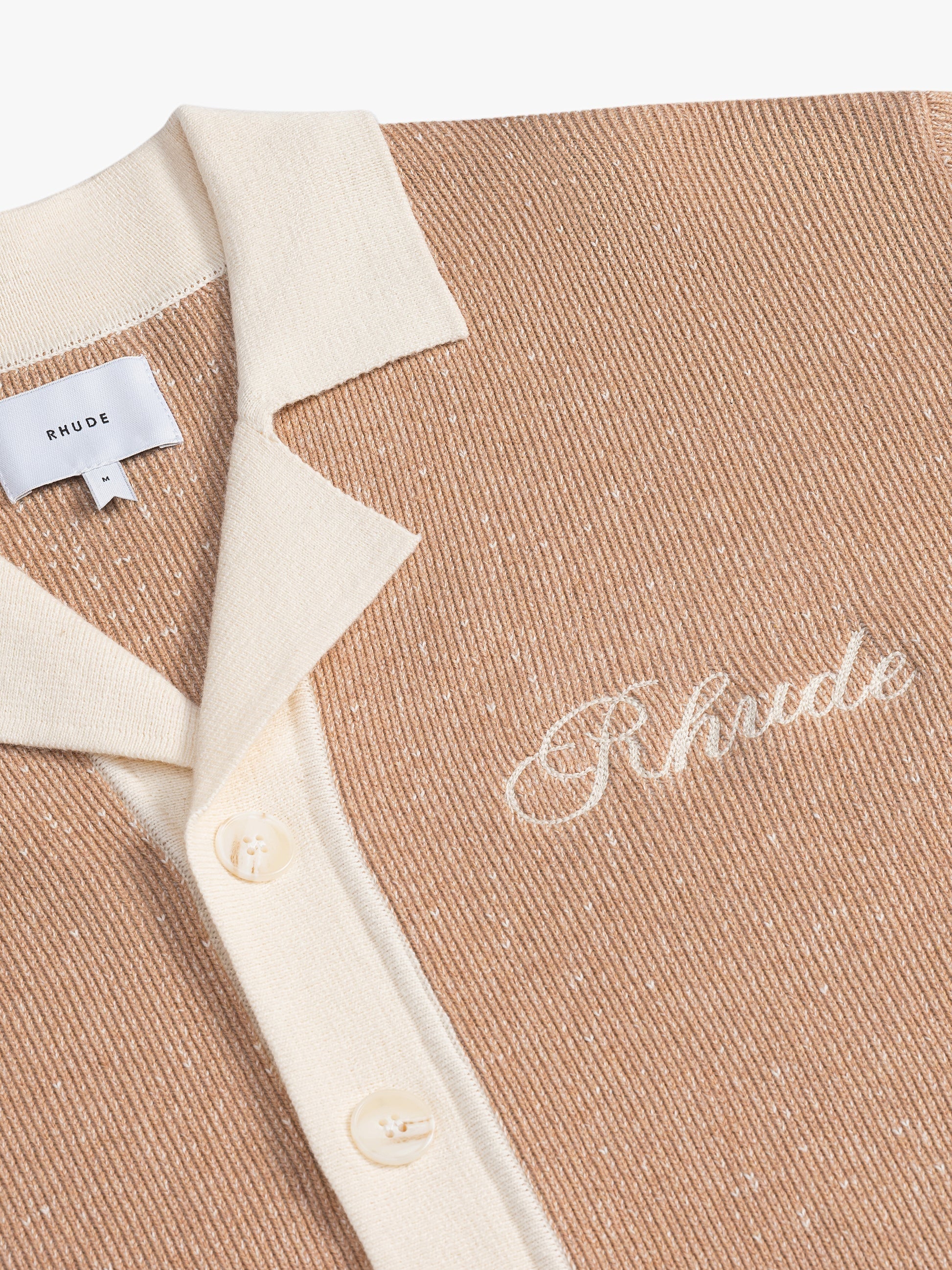 RHUDE MEN'S CONTRAST KNIT BUTTON-UP POLO NWT - Image 3