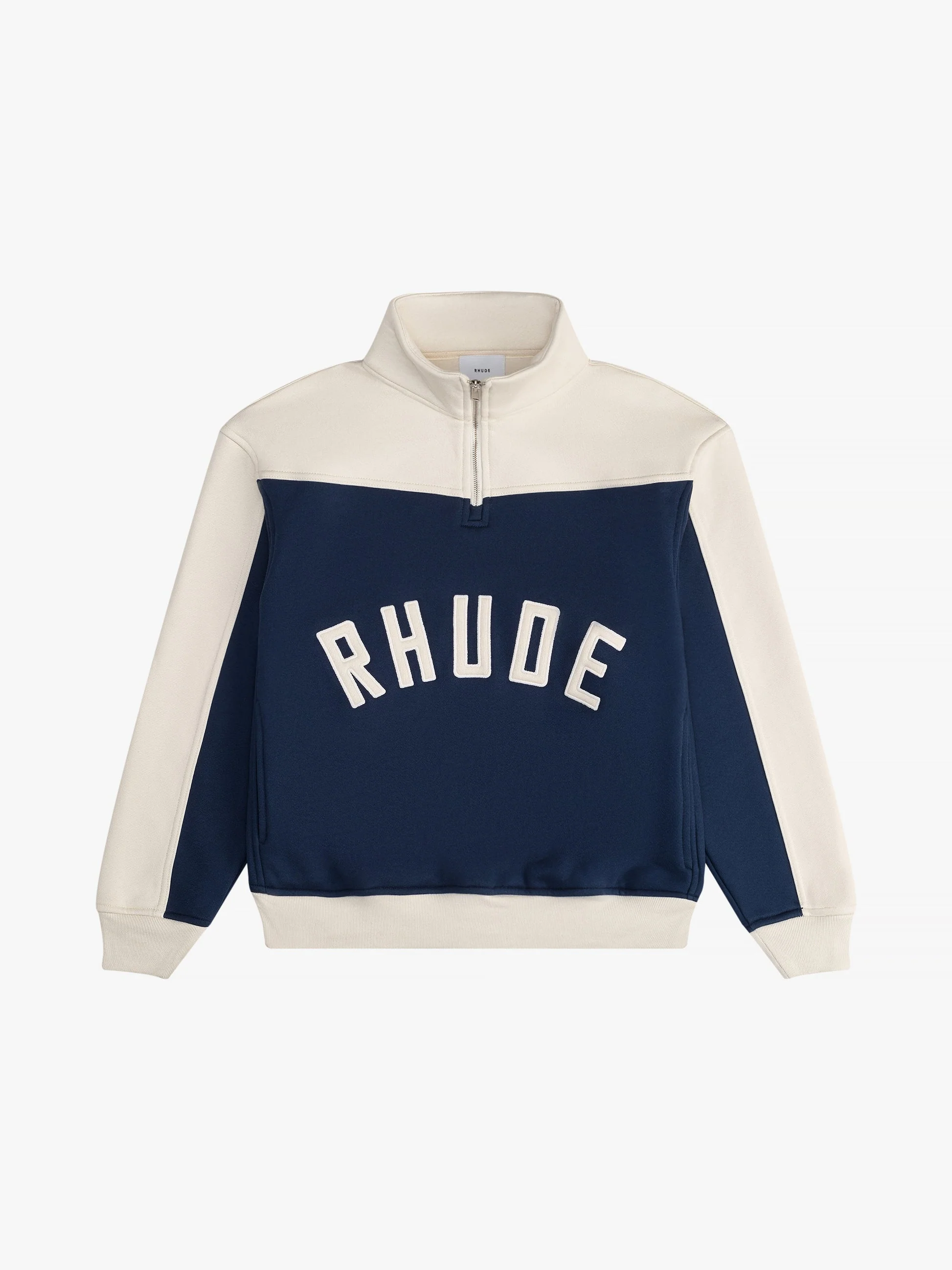RHUDE MEN'S CONTRAST QUARTER-ZI MID-NIGHT BLUE/CREAM NWT - Image 2
