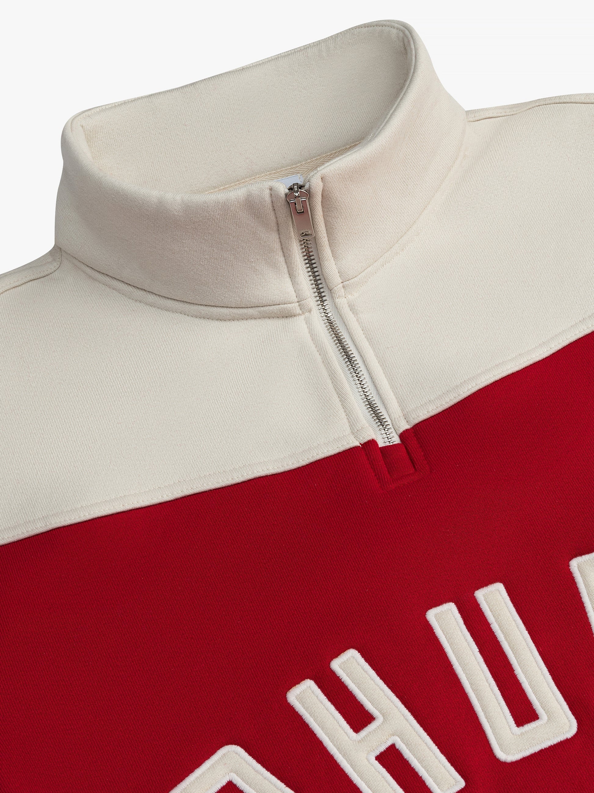 RHUDE MEN'S CONTRAST QUARTER-ZI RED/CREAM NWT - Image 3