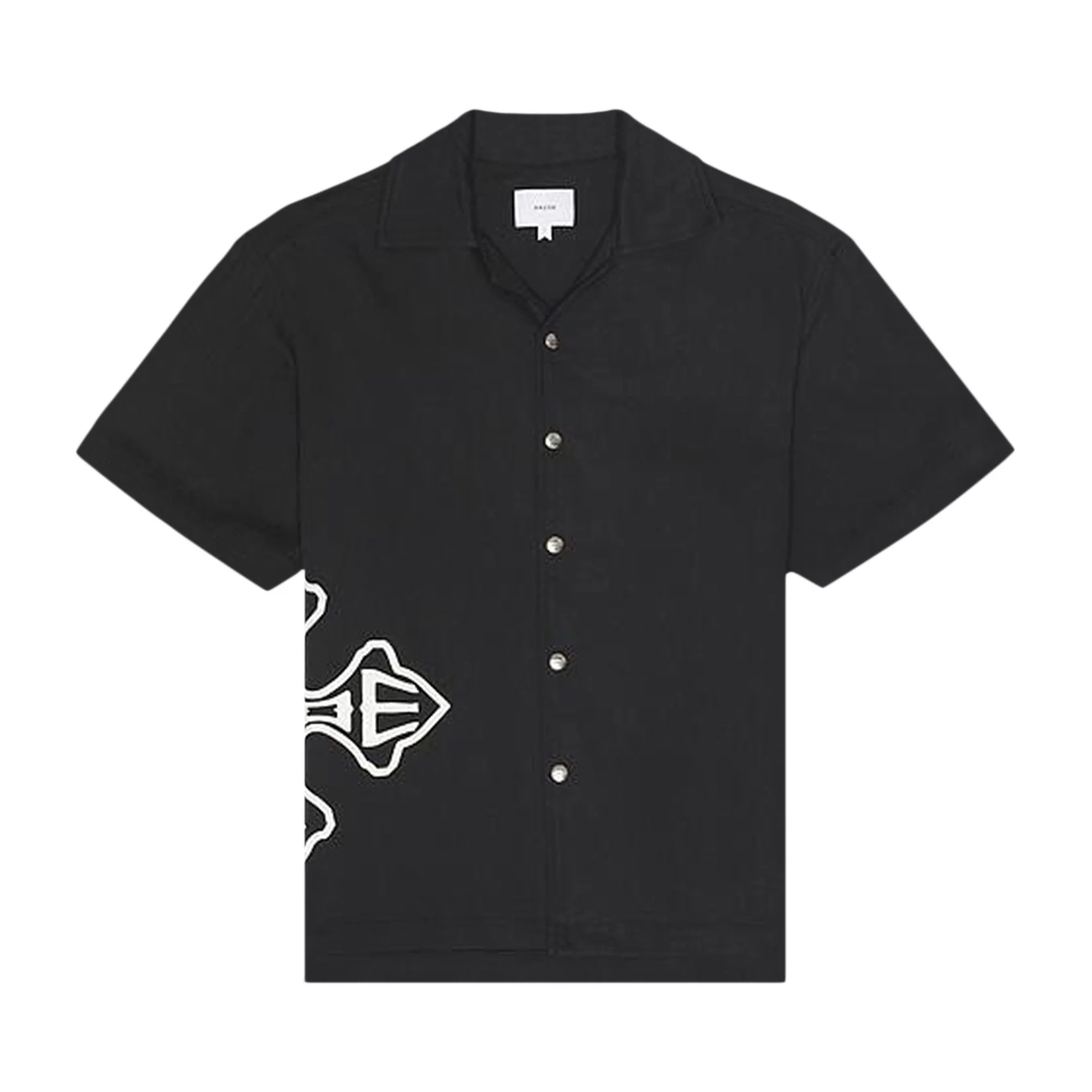 RHUDE MEN'S BLACK SNAP SHIRT WITH LOGO DETAIL