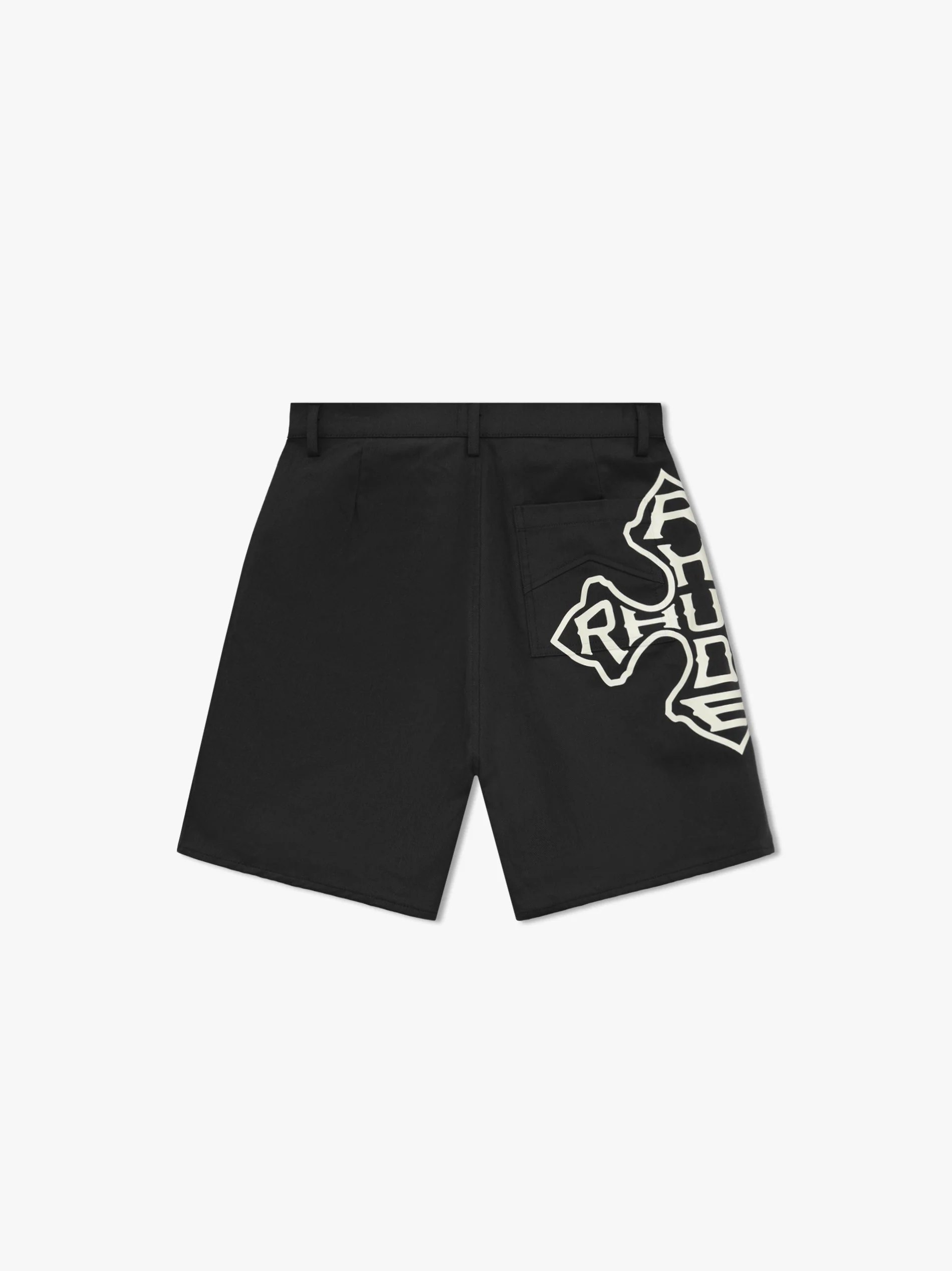 RHUDE MEN'S BLACK TWILL SHORTS WITH LOGO - Image 2