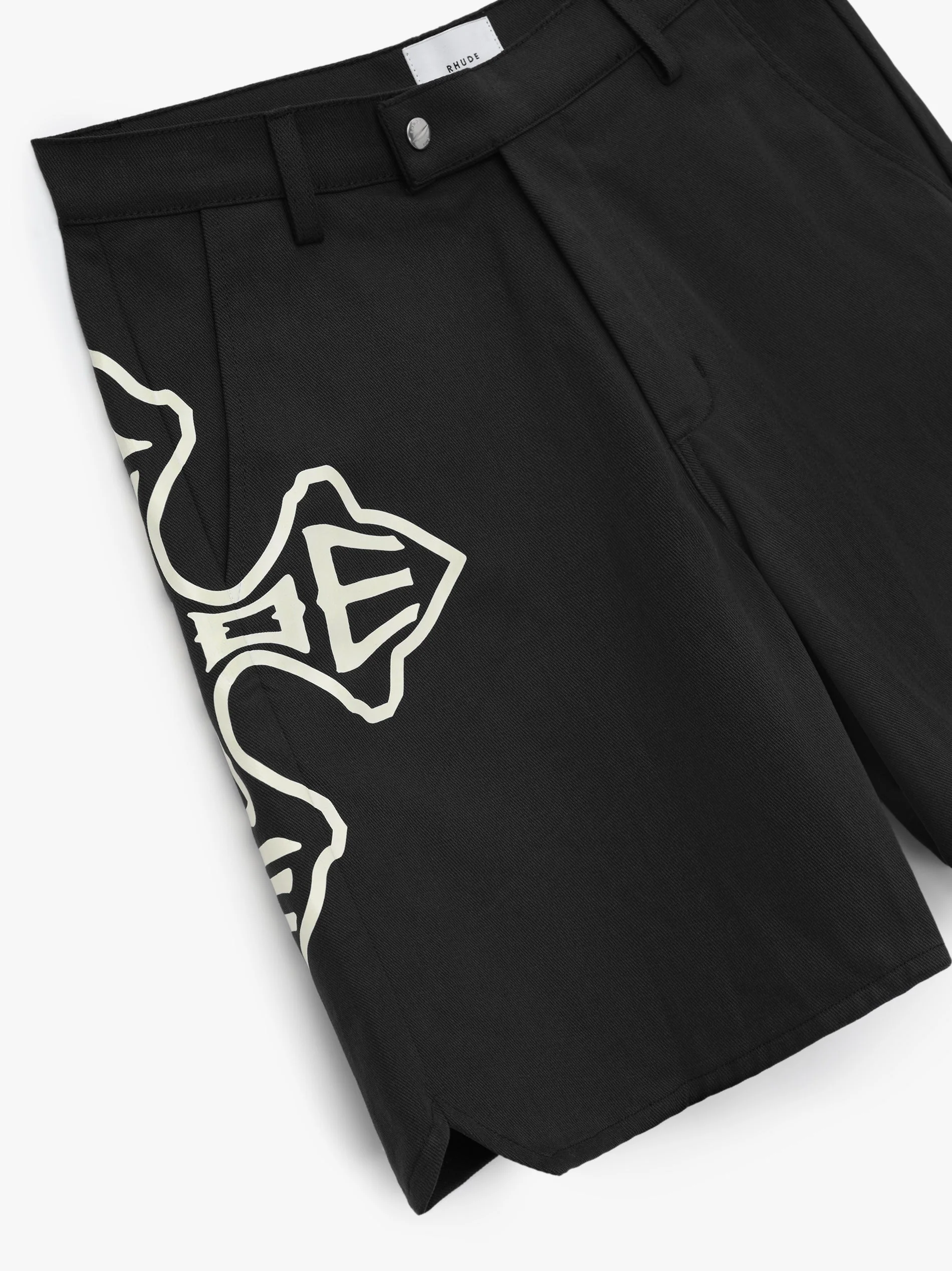 RHUDE MEN'S BLACK TWILL SHORTS WITH LOGO - Image 3
