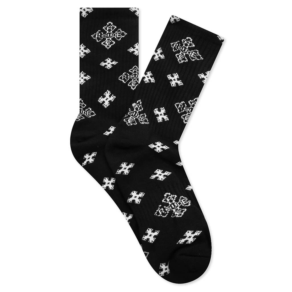 RHUDE MEN'S CROSS PAISLEY JACQUARD SOCK NWT