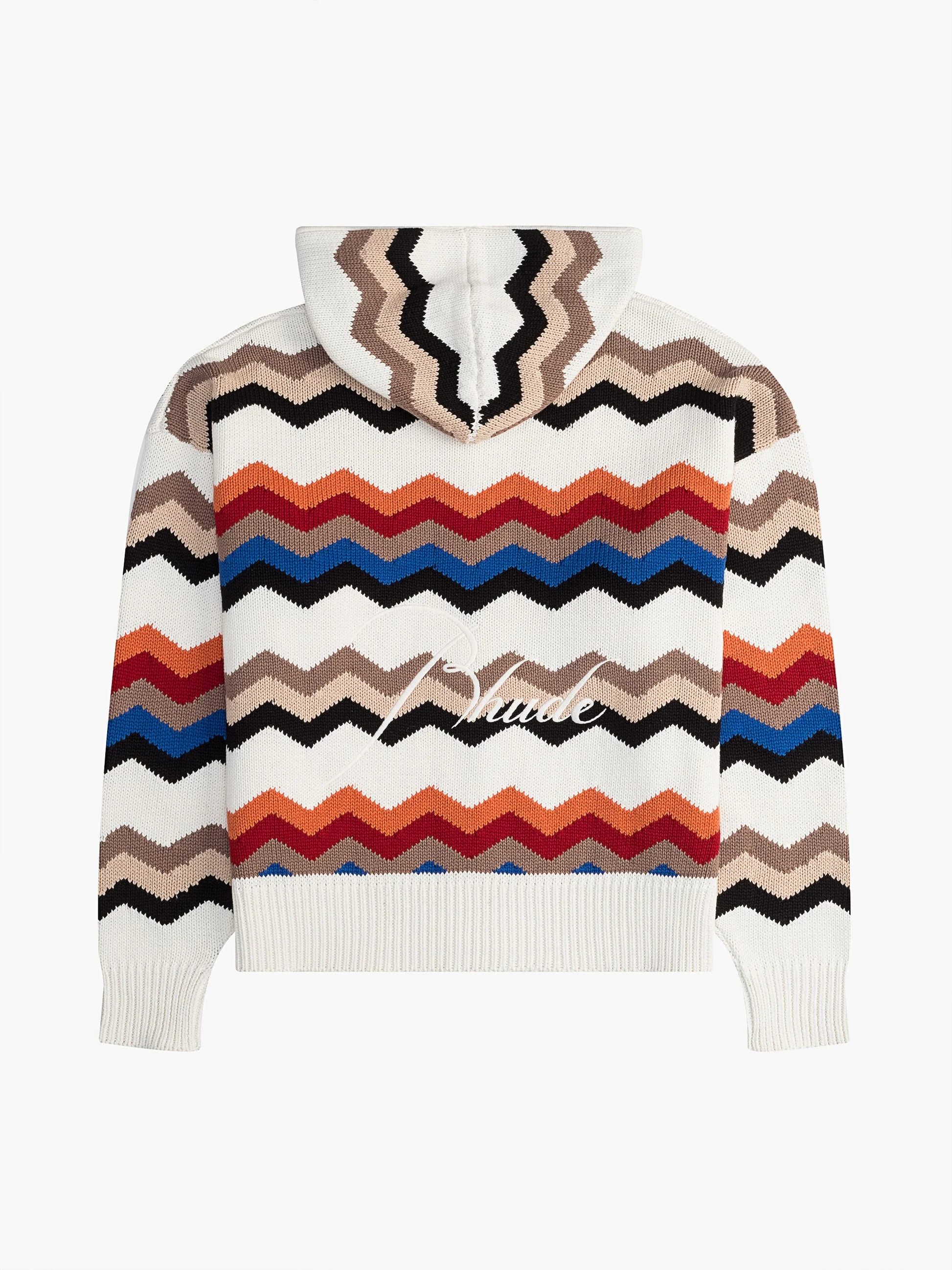RHUDE MEN'S MULTICOLOR CASHMERE KNIT ZIP-UP HOODIE - Image 2