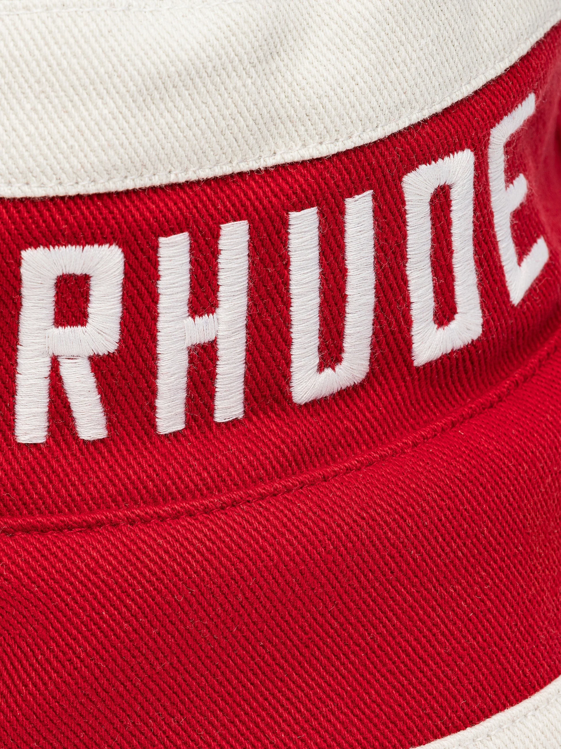 RHUDE UNISEX'S RED CREAM BUCKET HAT - Image 3