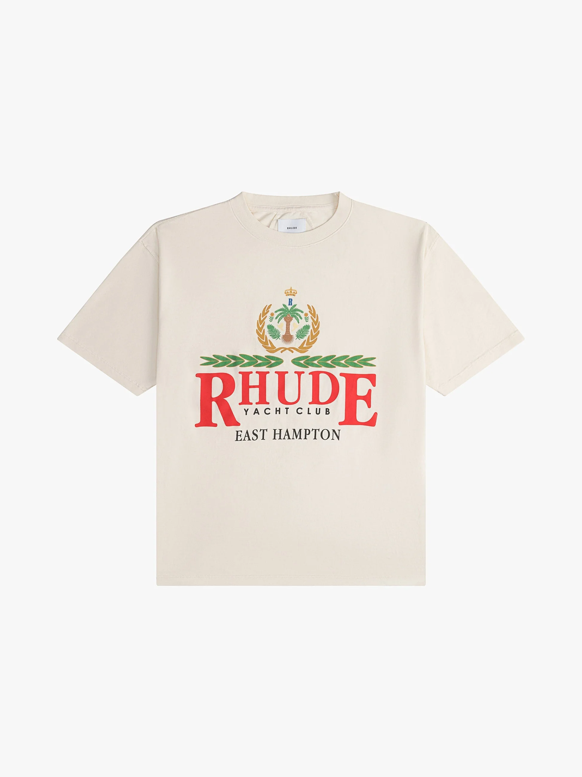 RHUDE MEN'S EAST HAMPTON CREST TEE VTG WHITE NWT