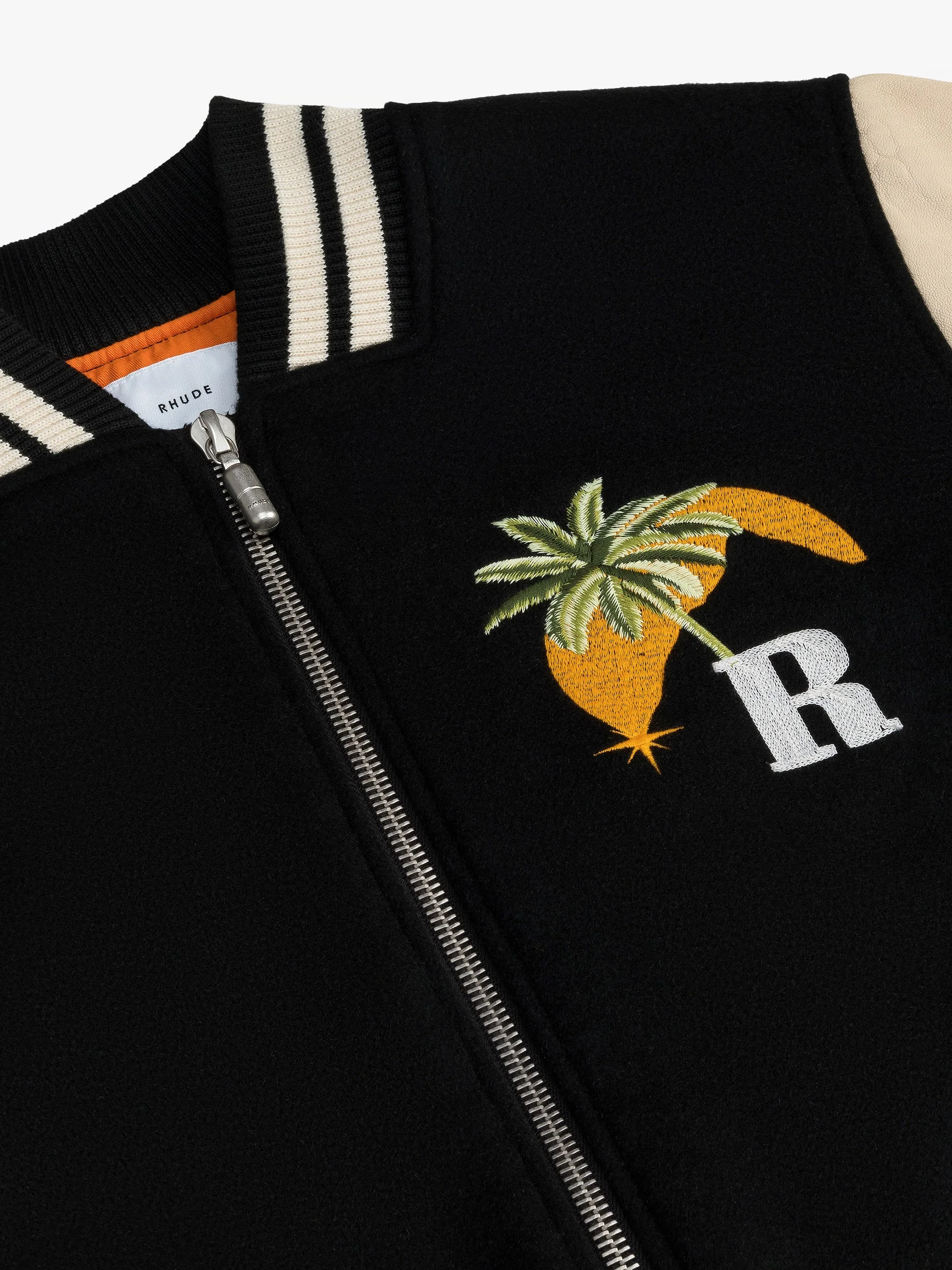 RHUDE MEN'S GP VARSITY JACKET BLACK/CREAM NWT - Image 3