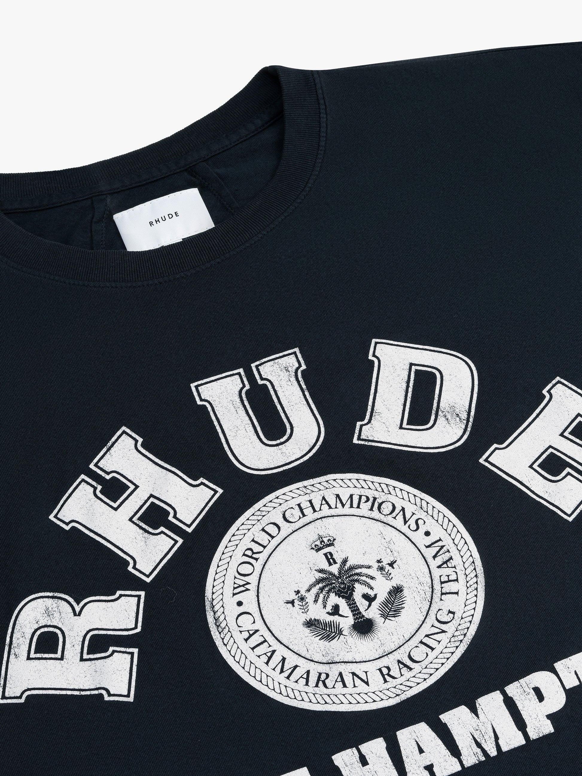 RHUDE MEN'S HAMPTON CATAMARAN TEE VTG BLACK NWT - Image 3