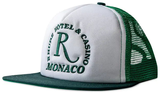 RHUDE MEN'S HOTEL TRUCKER HUNTER GREEN/WHITE NWT