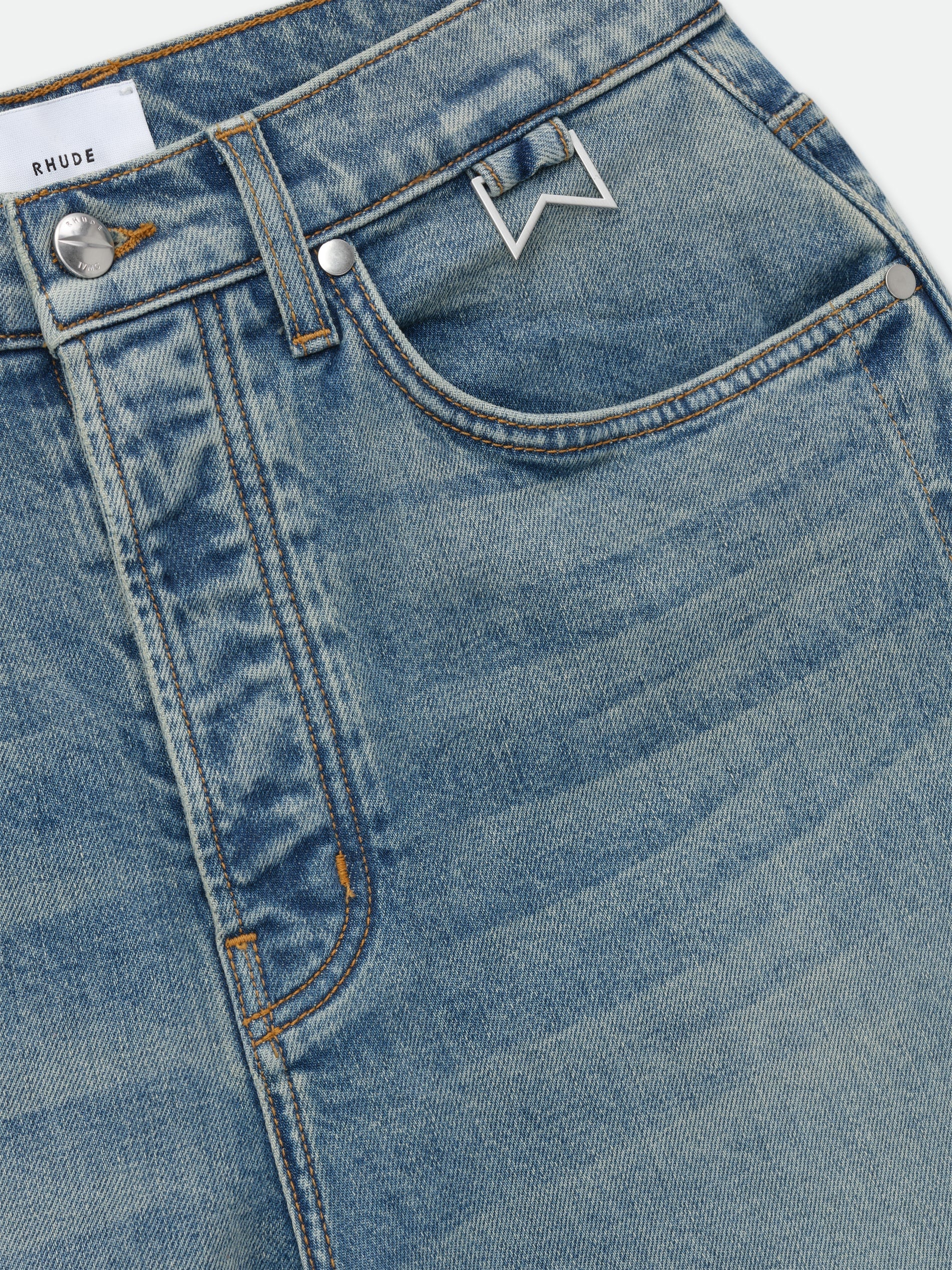 RHUDE MEN'S INDIGO DENIM STRAIGHT-LEG TROUSERS - Image 3
