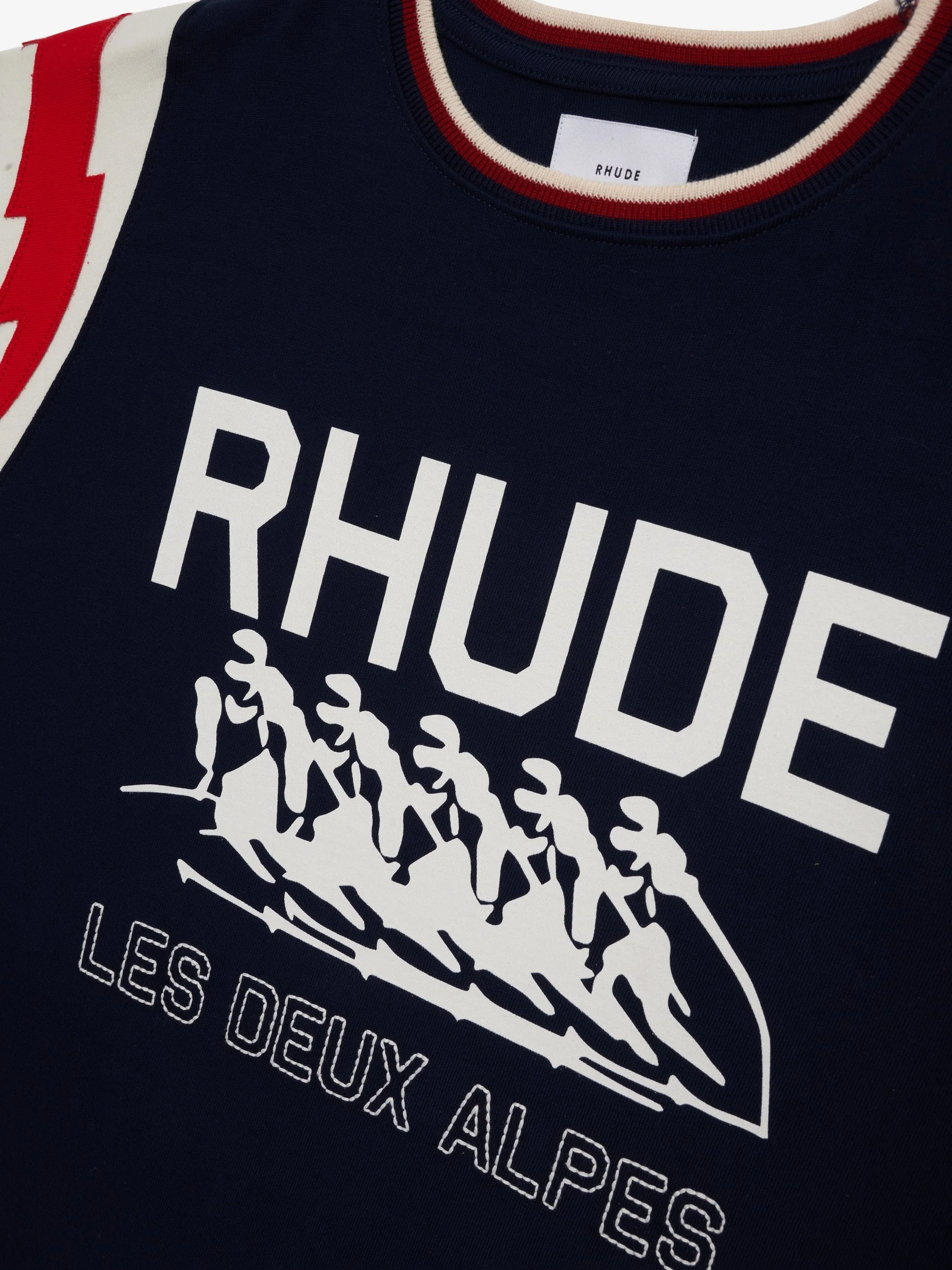 RHUDE MEN'S NAVY GRAPHIC RINGER TEE - Image 2