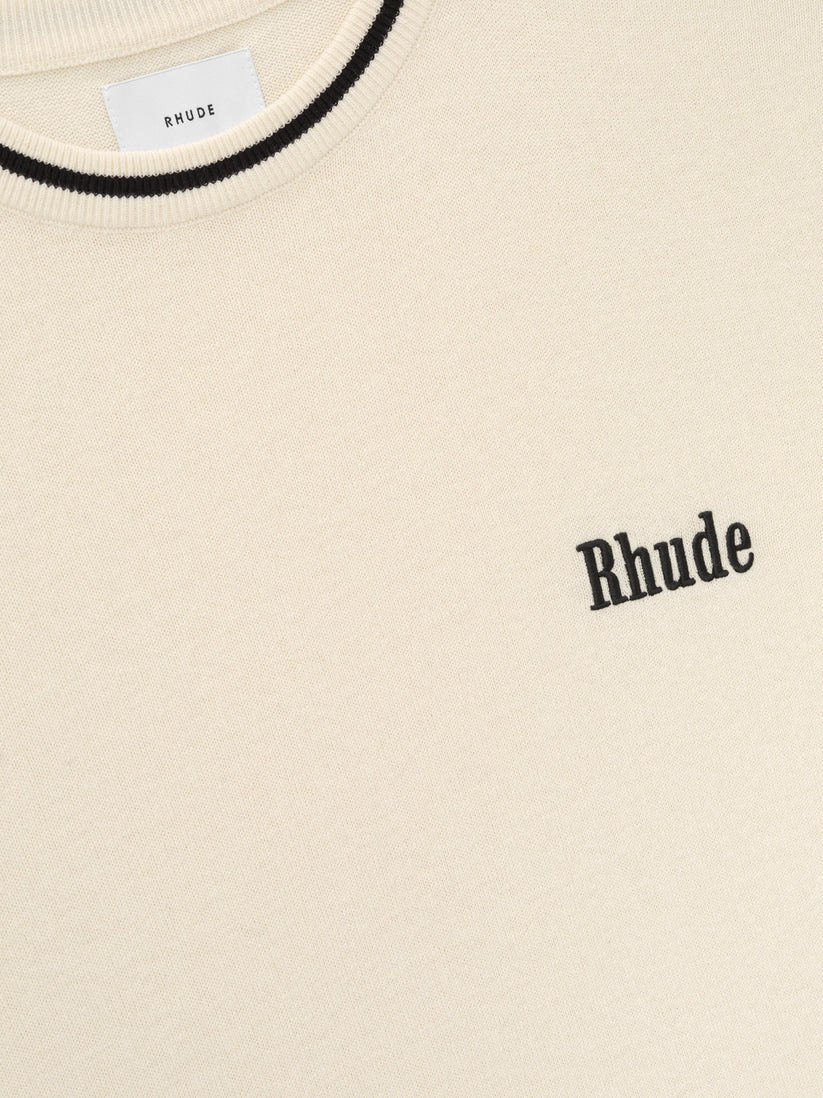 RHUDE MEN'S LOGO KNIT TEE BLACK/IVORY NWT - Image 3