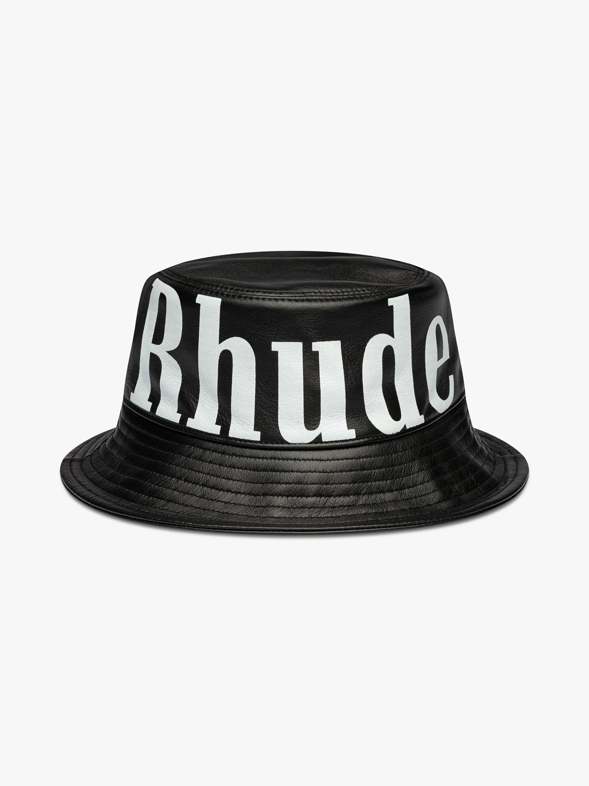 RHUDE MEN'S LOGO LEATHER BUCKET HAT NWT