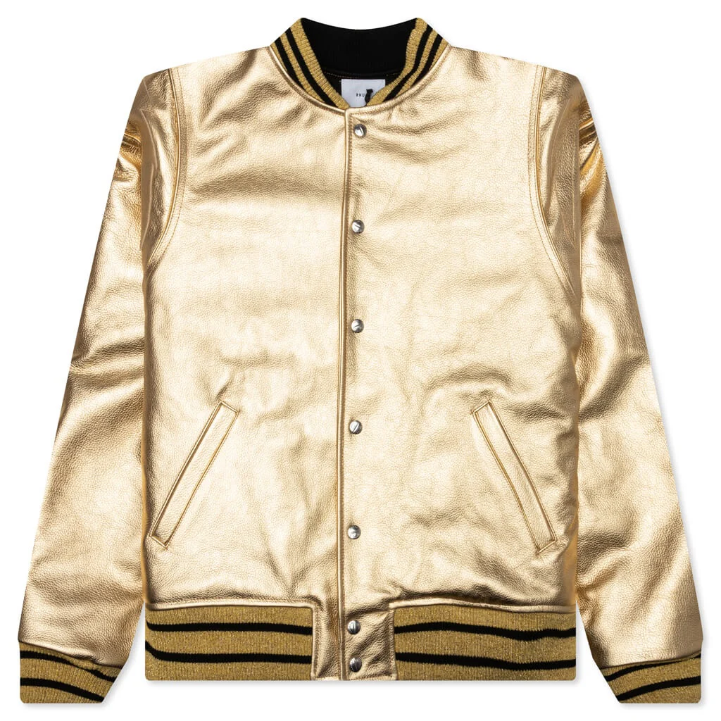 RHUDE MEN'S METALIC LEATHER BOMBER NWT