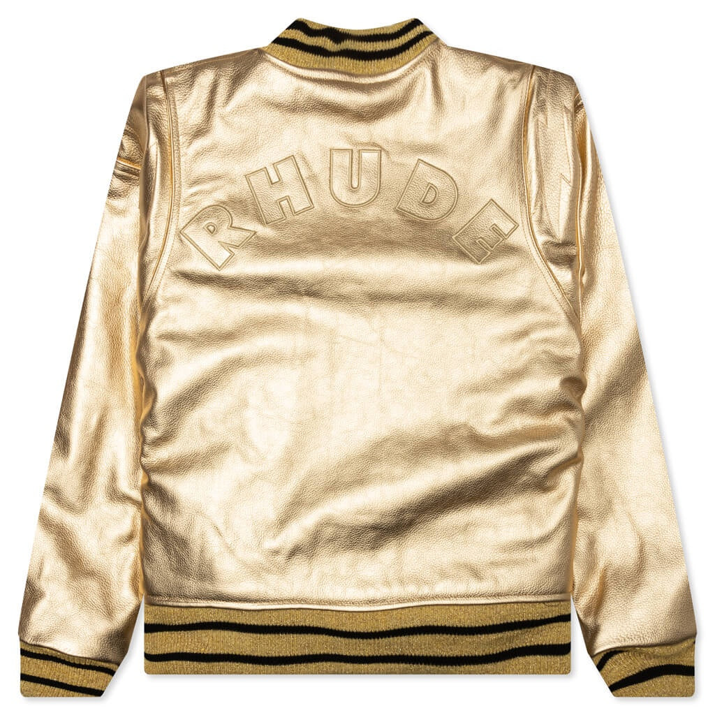 RHUDE MEN'S METALIC LEATHER BOMBER NWT - Image 2