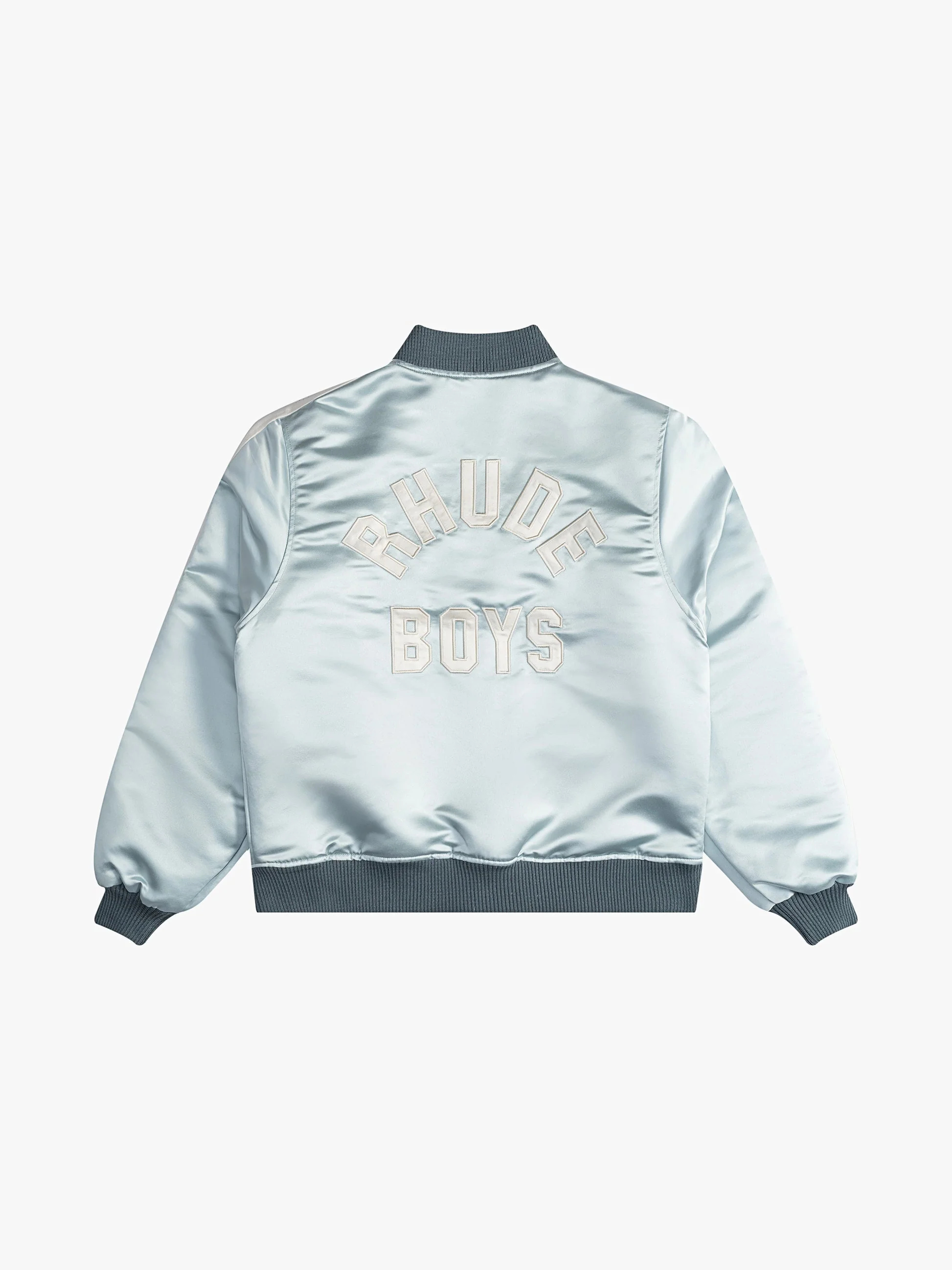 RHUDE MEN'S MINT CREAM SATIN BOMBER JACKET - Image 2