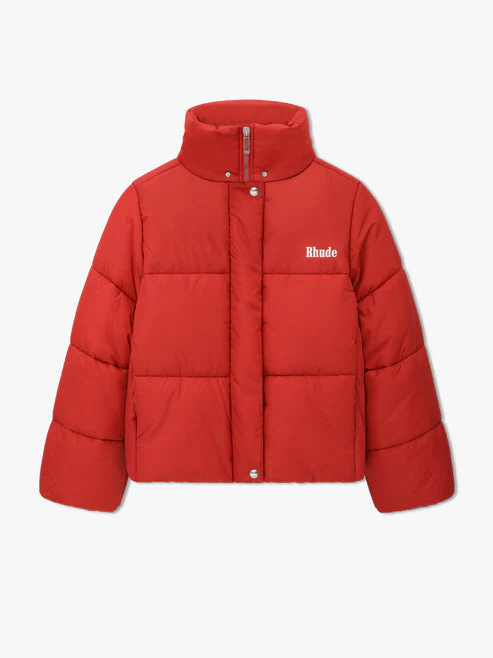 RHUDE MEN'S MOONLIGHT PUFFER JACKET RED/WHITE/BLACK NWT - Image 2