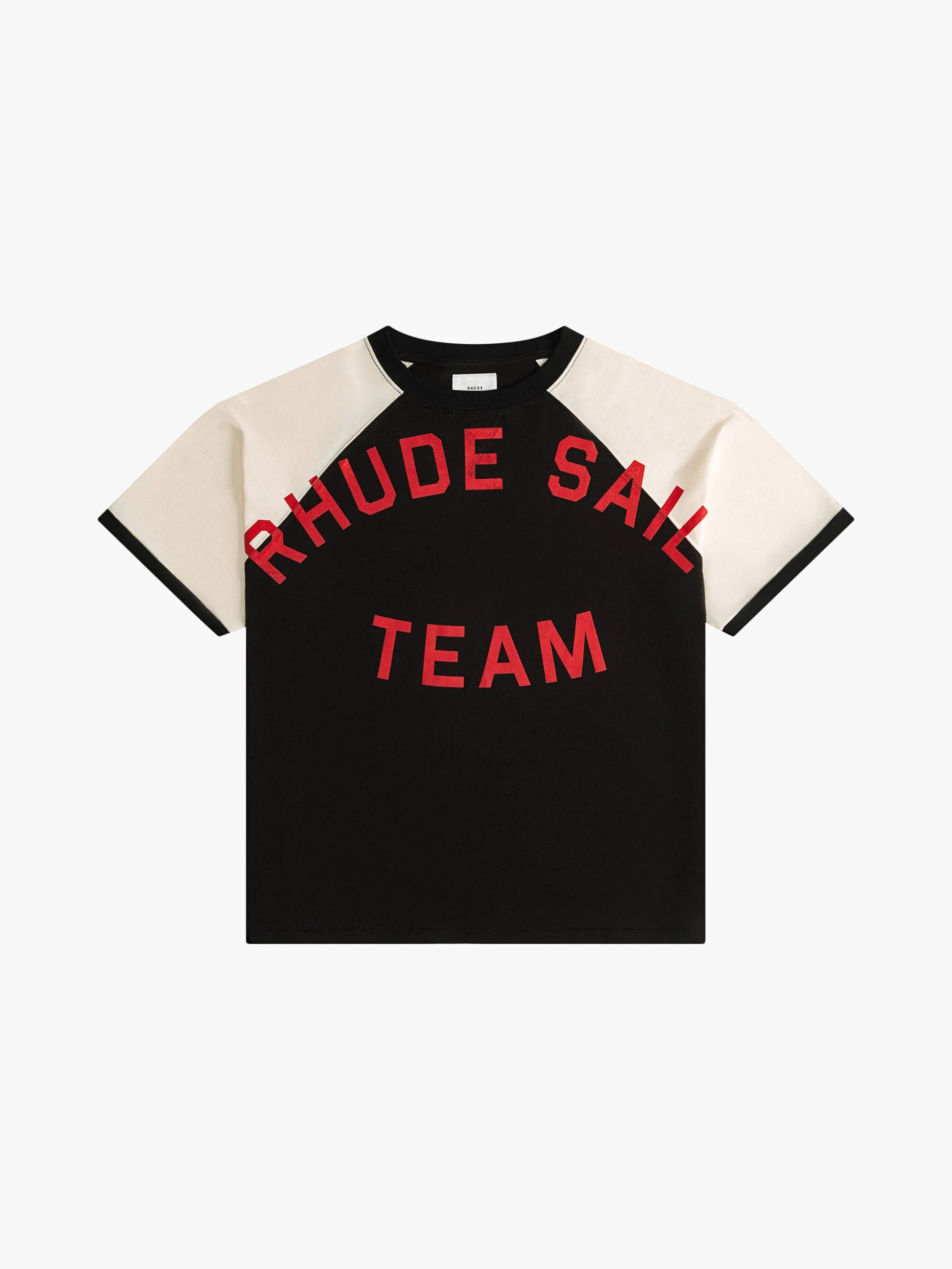 RHUDE MEN'S OIL CORP RAGLAN VTG BLACK/ VTG OFFWHITE NWT