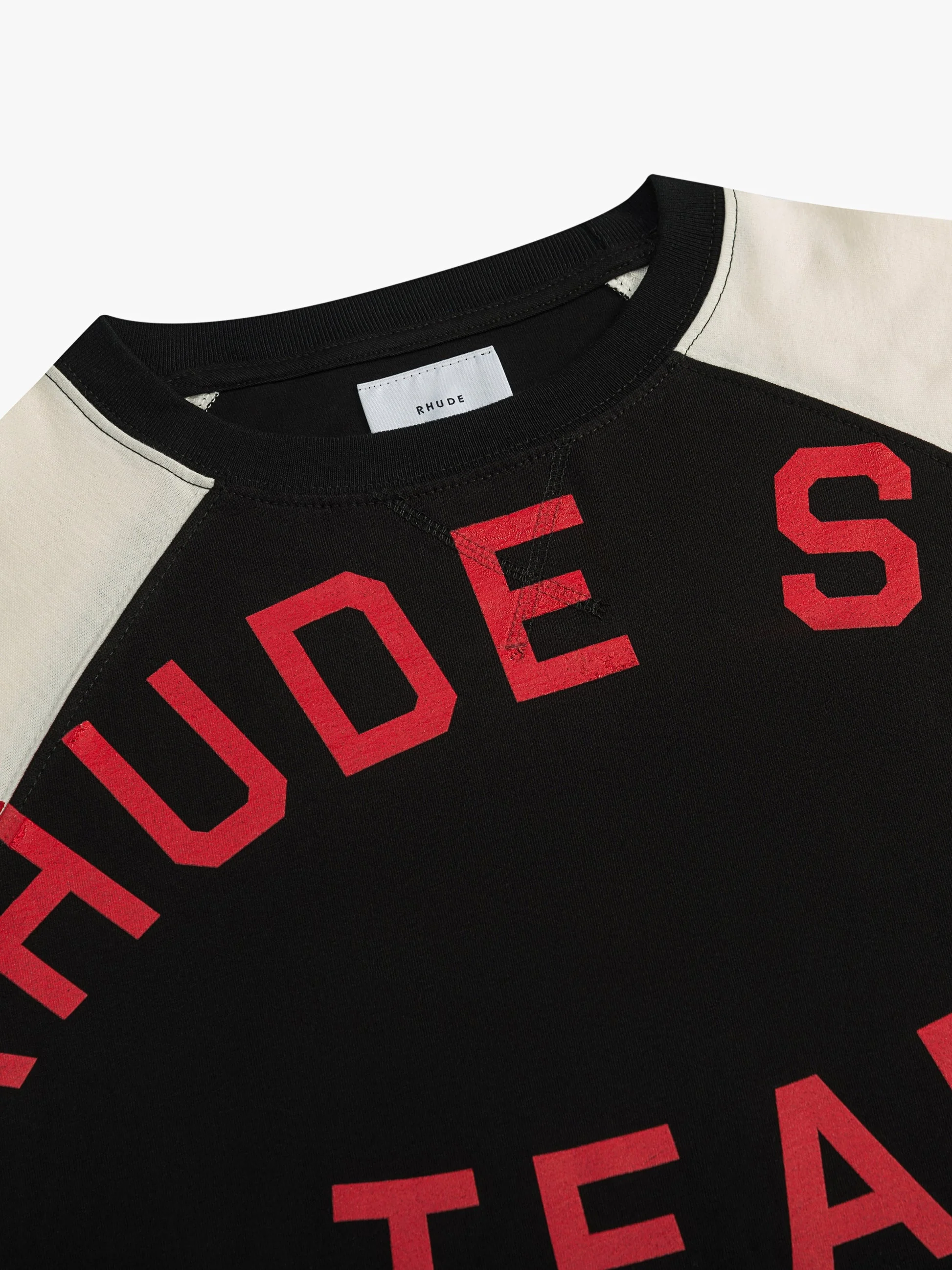 RHUDE MEN'S OIL CORP RAGLAN VTG BLACK/ VTG OFFWHITE NWT - Image 3