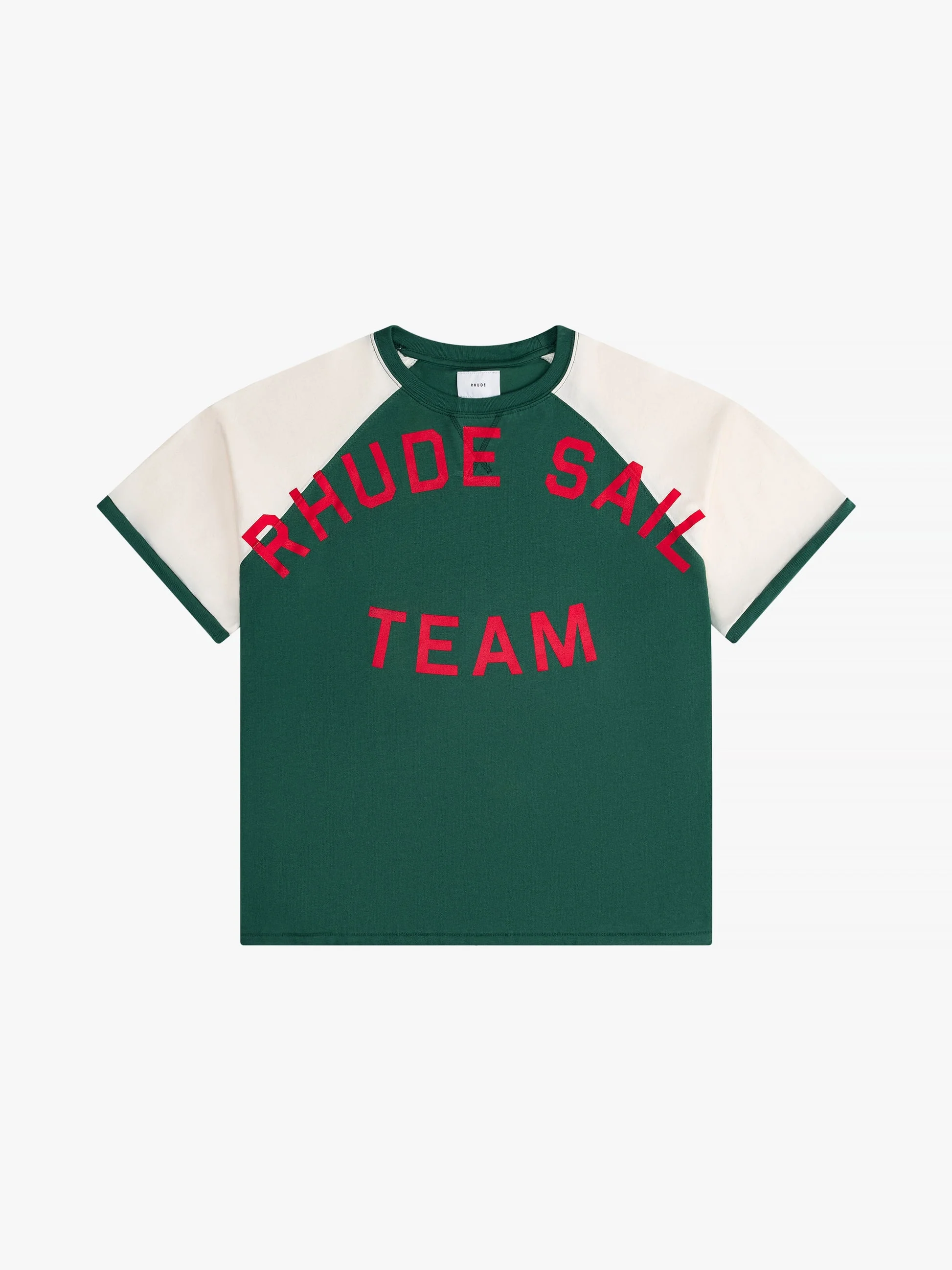 RHUDE MEN'S OIL CORP RAGLAN VTG GREEN/ VTG OFFWHITE NWT