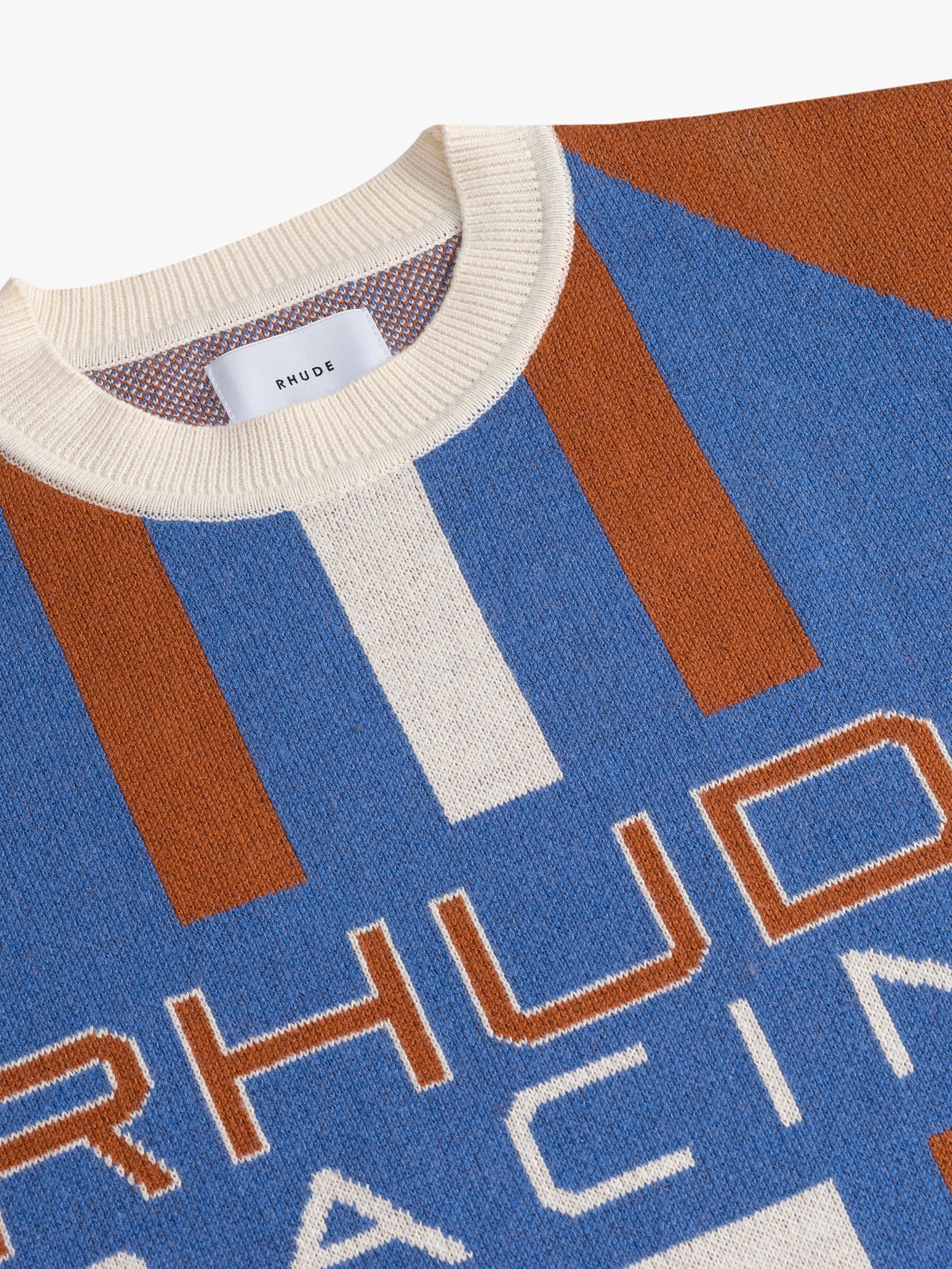 RHUDE MEN'S BRICK BLUE CASHMERE BLEND KNIT SWEATER - Image 3