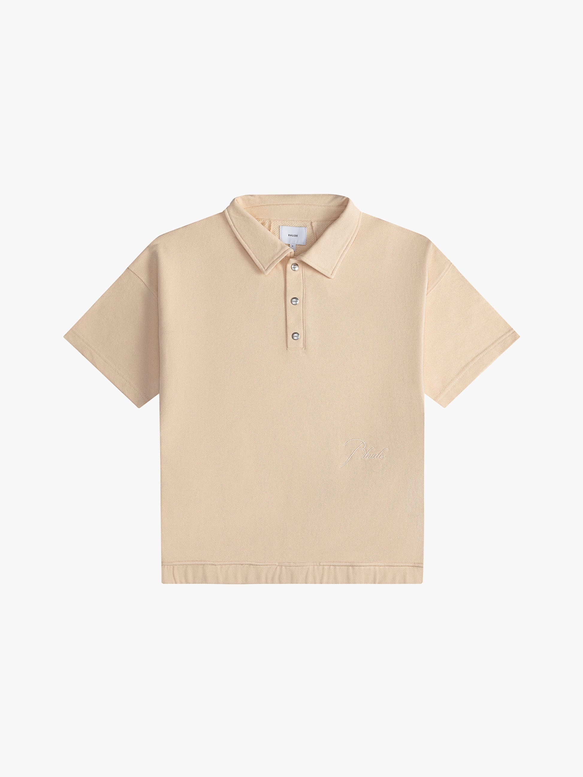 RHUDE MEN'S PIQUE SNAP SHORT SLEEVE POLO NWT