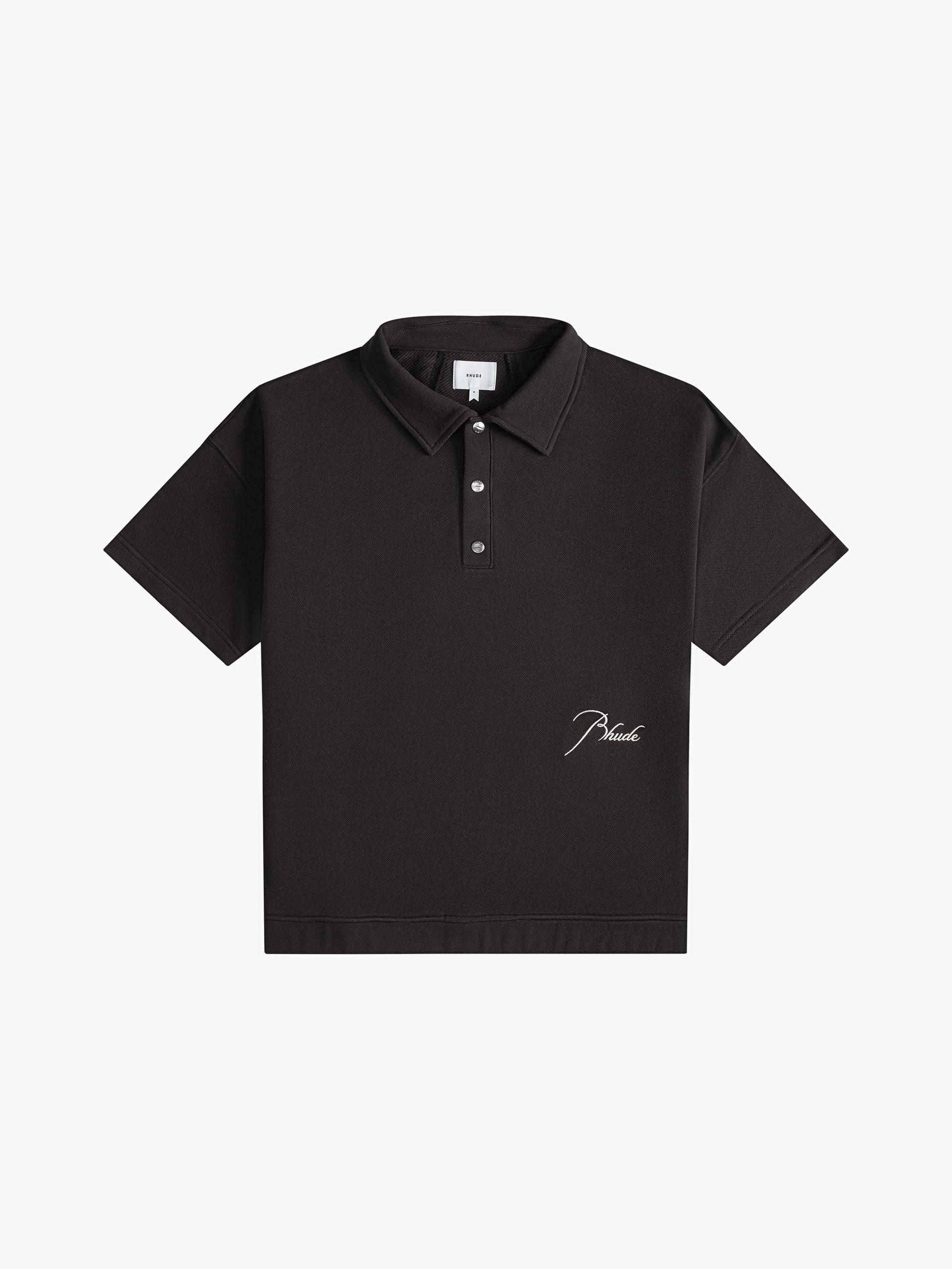 RHUDE MEN'S PIQUE SNAP SHORT SLEEVE POLO NWT
