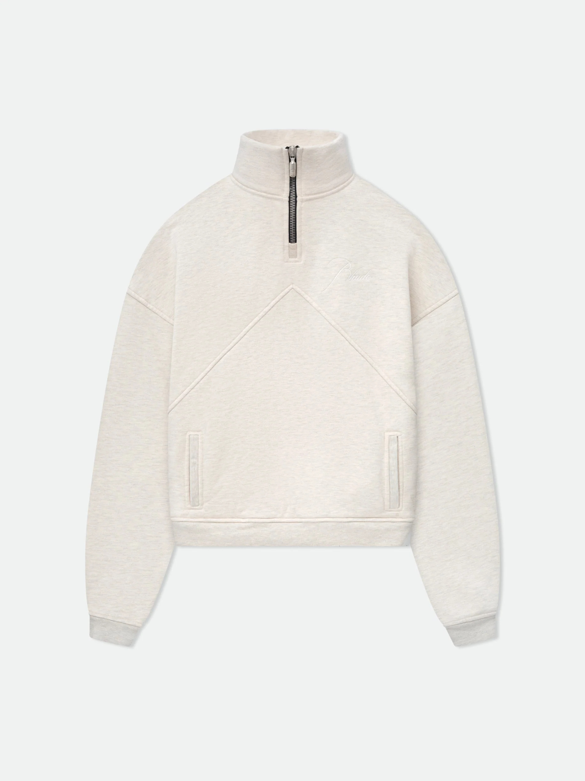 RHUDE MEN'S OAT QUARTER ZIP PULLOVER