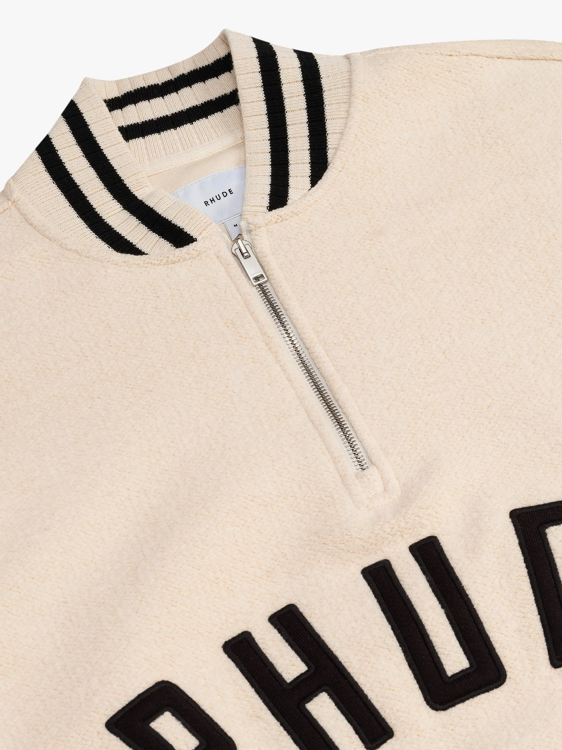 RHUDE MEN'S QUARTER-ZIP VARSITY CREAM/BLACK NWT - Image 3