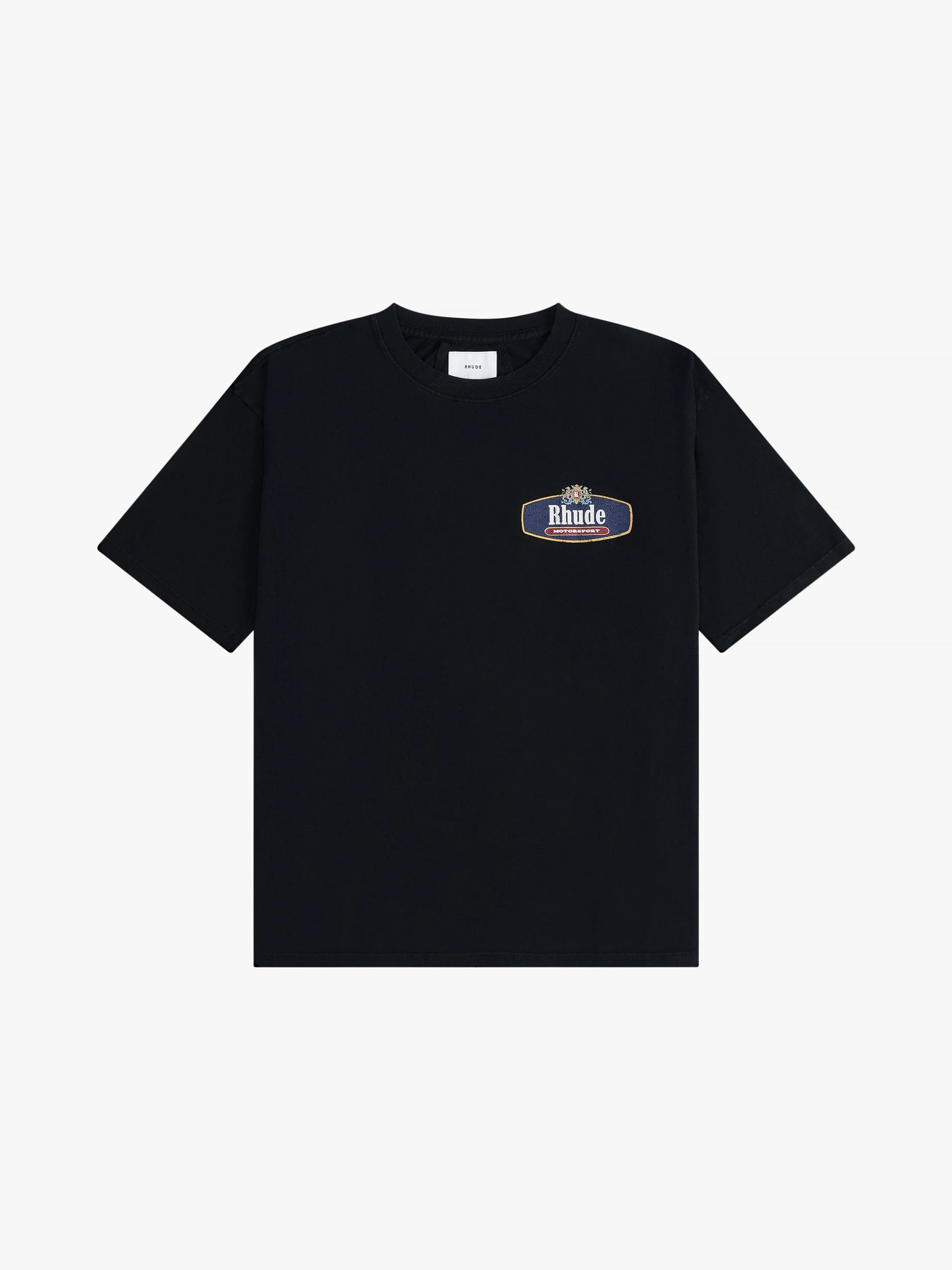 RHUDE MEN'S Racing Crest Tee VTG BLACK NWT