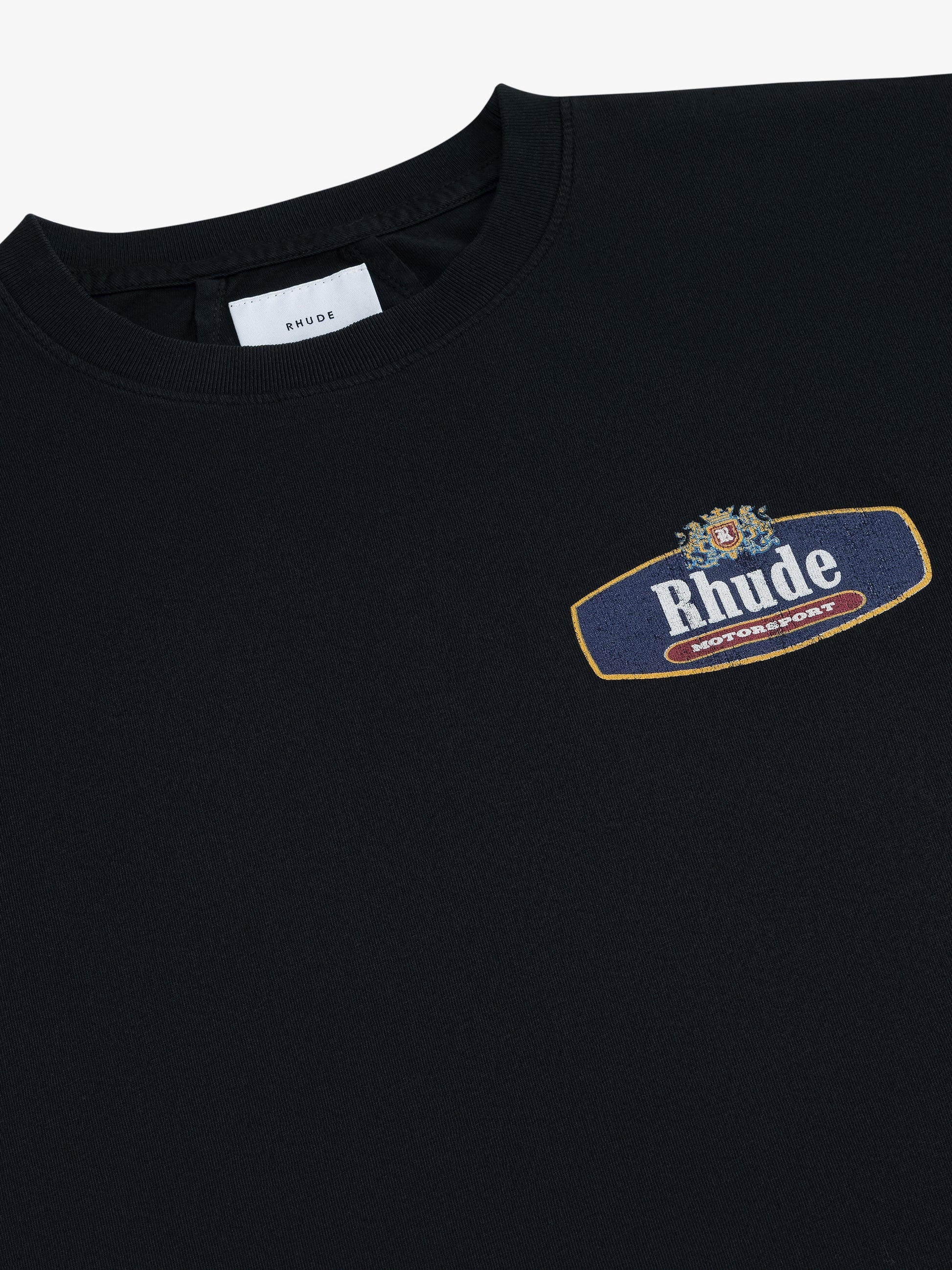 RHUDE MEN'S Racing Crest Tee VTG BLACK NWT - Image 3