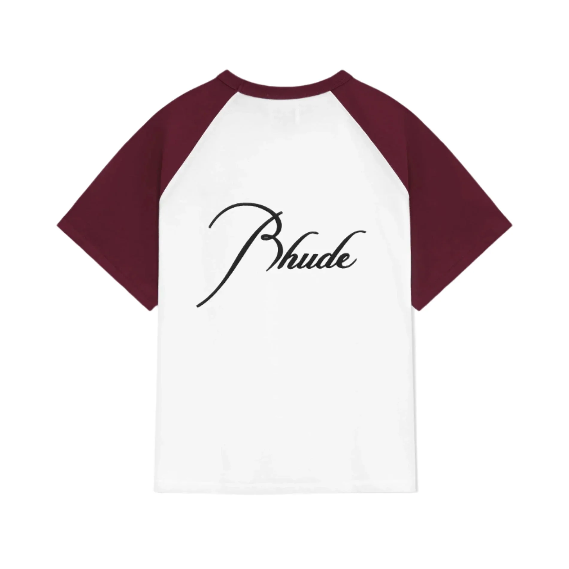 RHUDE MEN'S RAGLAN TEE BURGUNDY NWT - Image 2