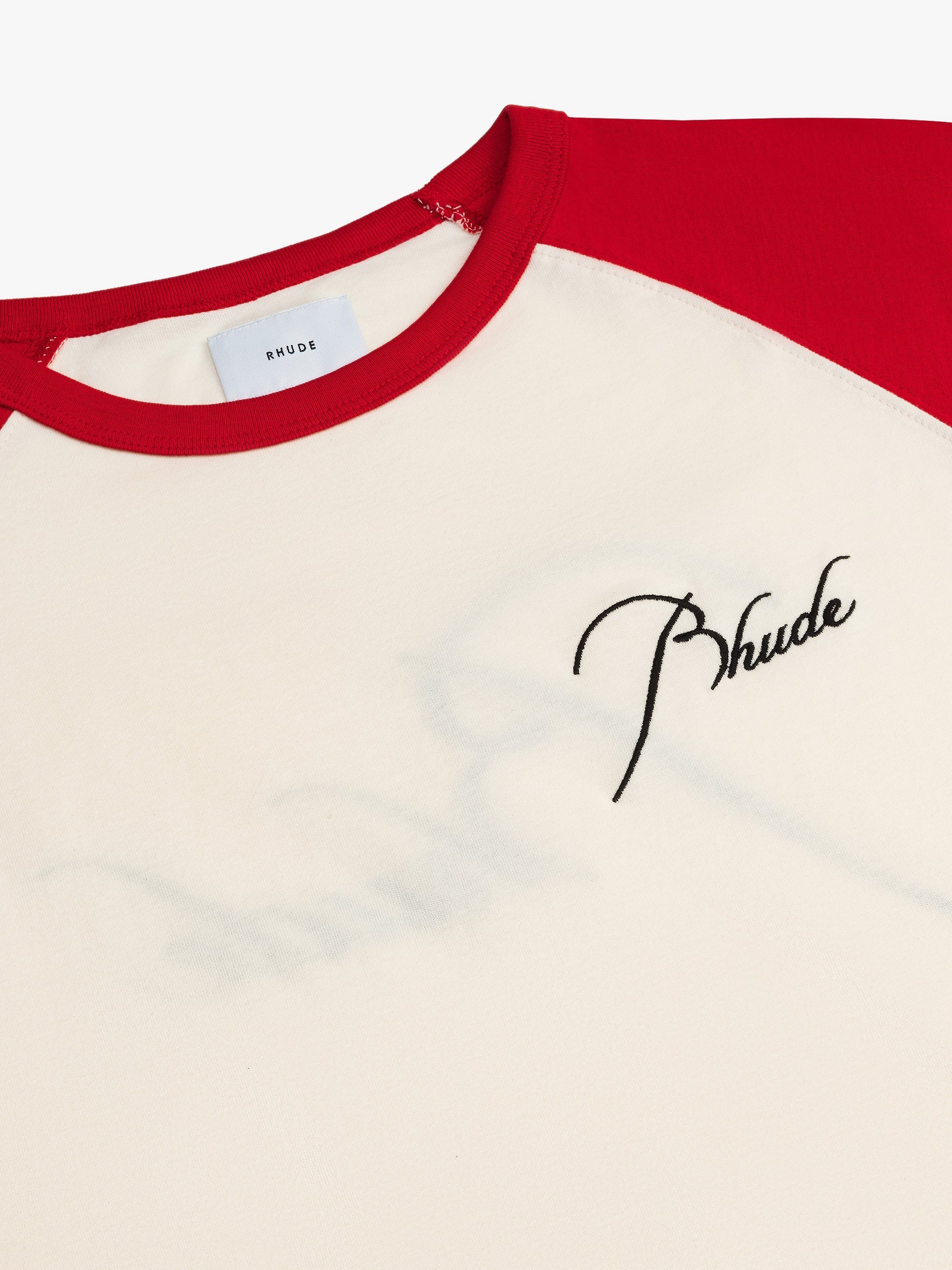 RHUDE MEN'S RAGLAN TEE VTG RED/ VTG WHITE NWT - Image 3