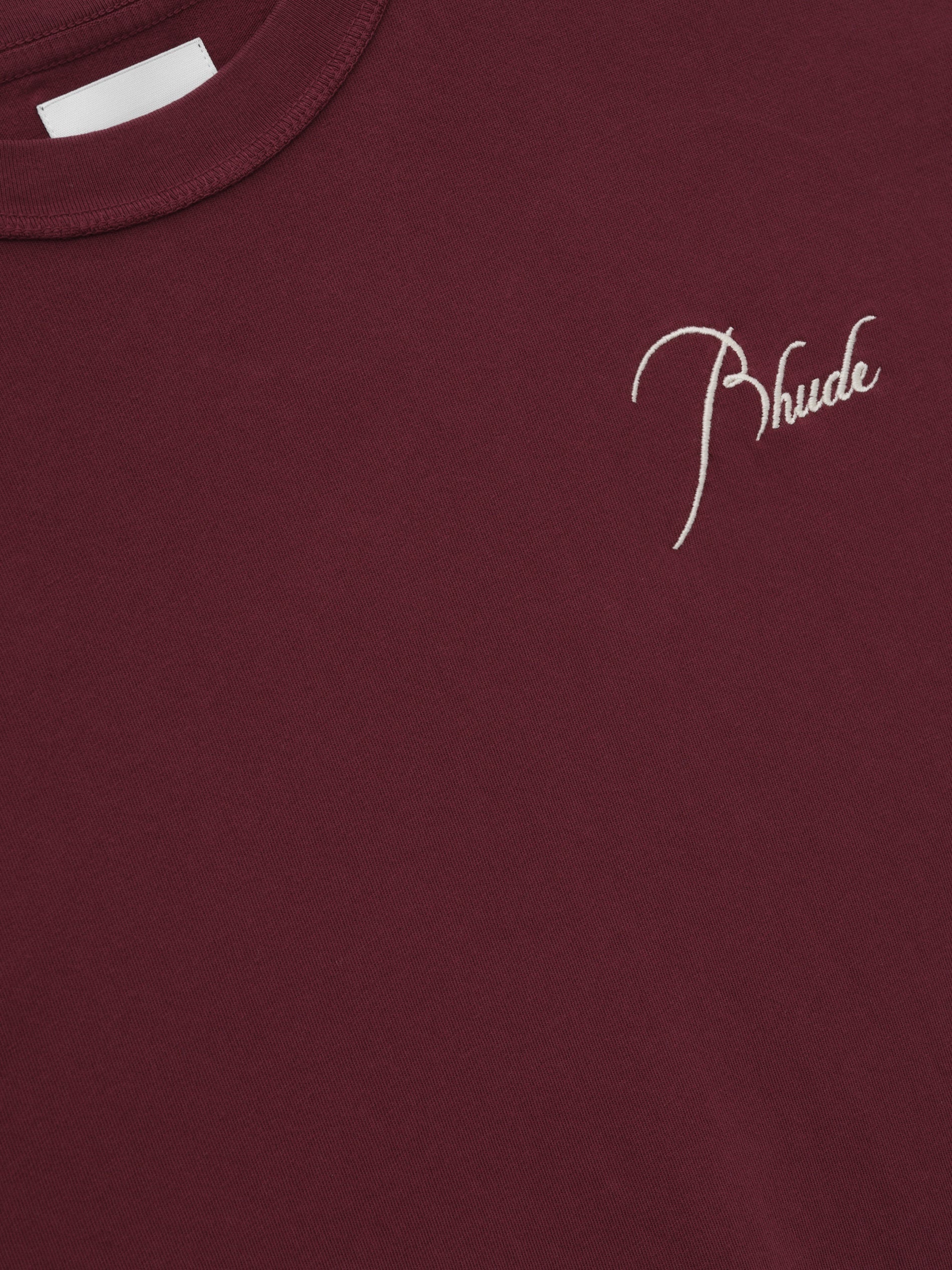 RHUDE MEN'S BURGUNDY COTTON TEE - Image 3
