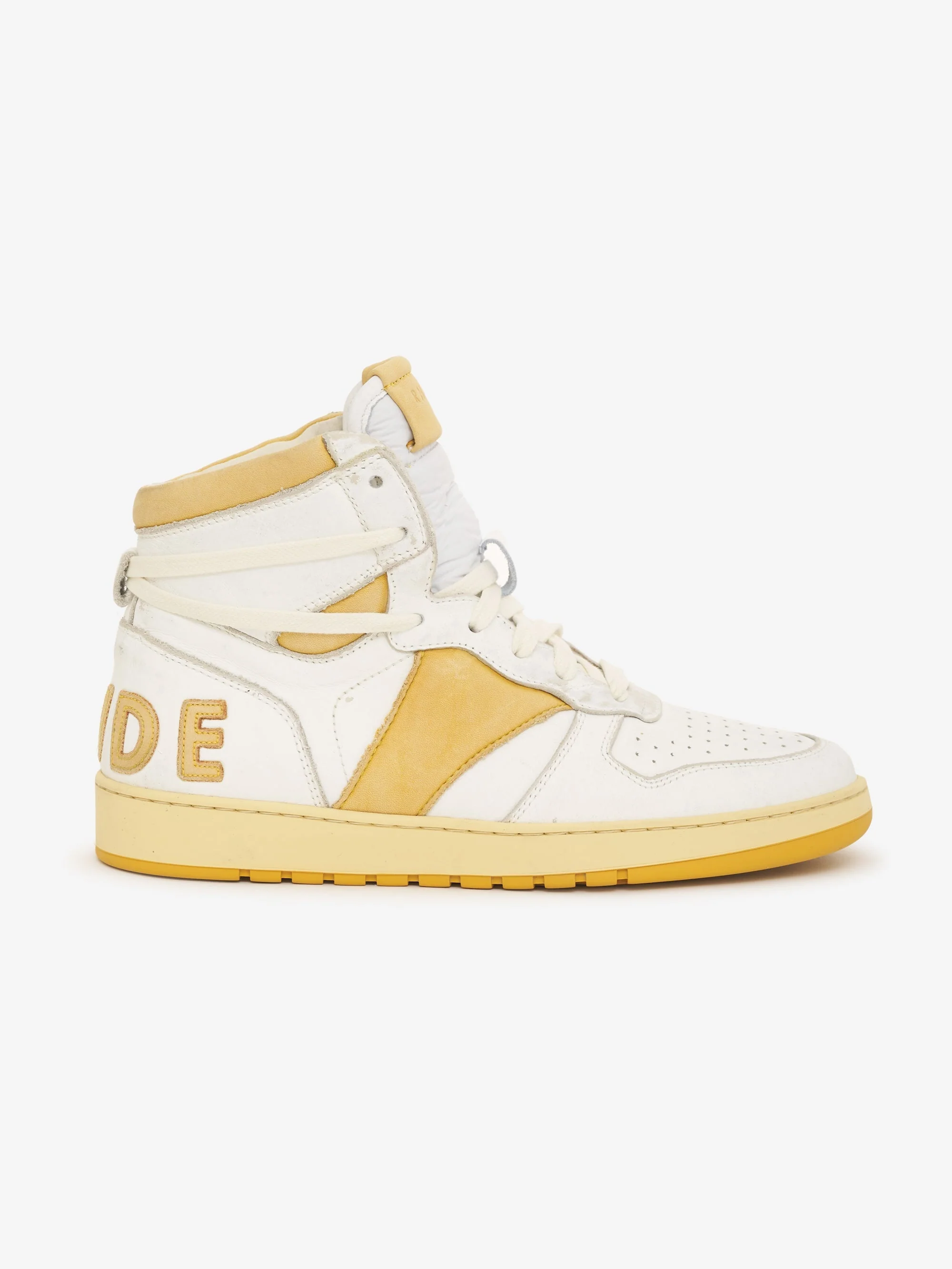 RHUDE MEN'S RHECESS HI - WHITE/MUSTARD NWT