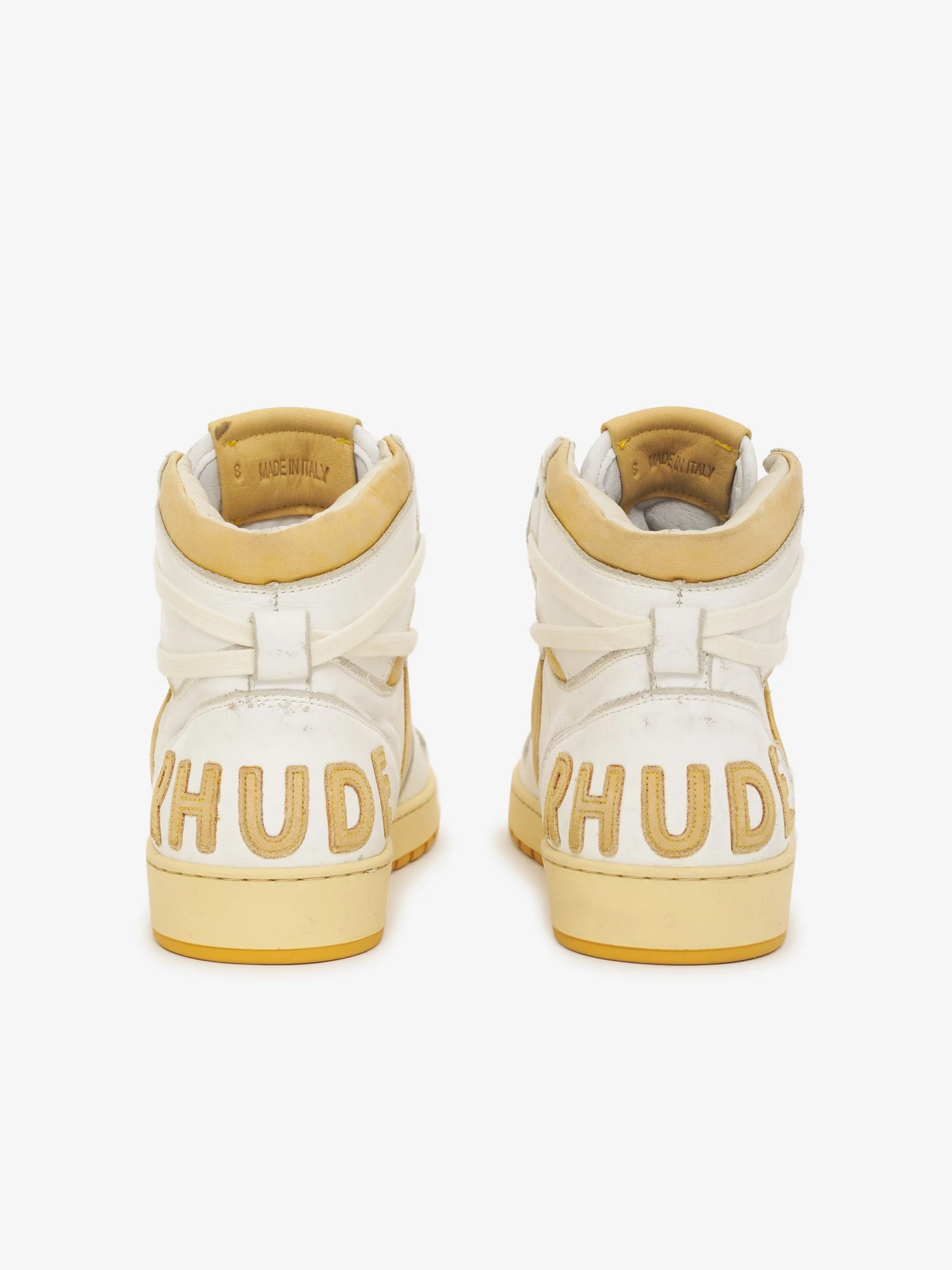 RHUDE MEN'S RHECESS HI - WHITE/MUSTARD NWT - Image 3