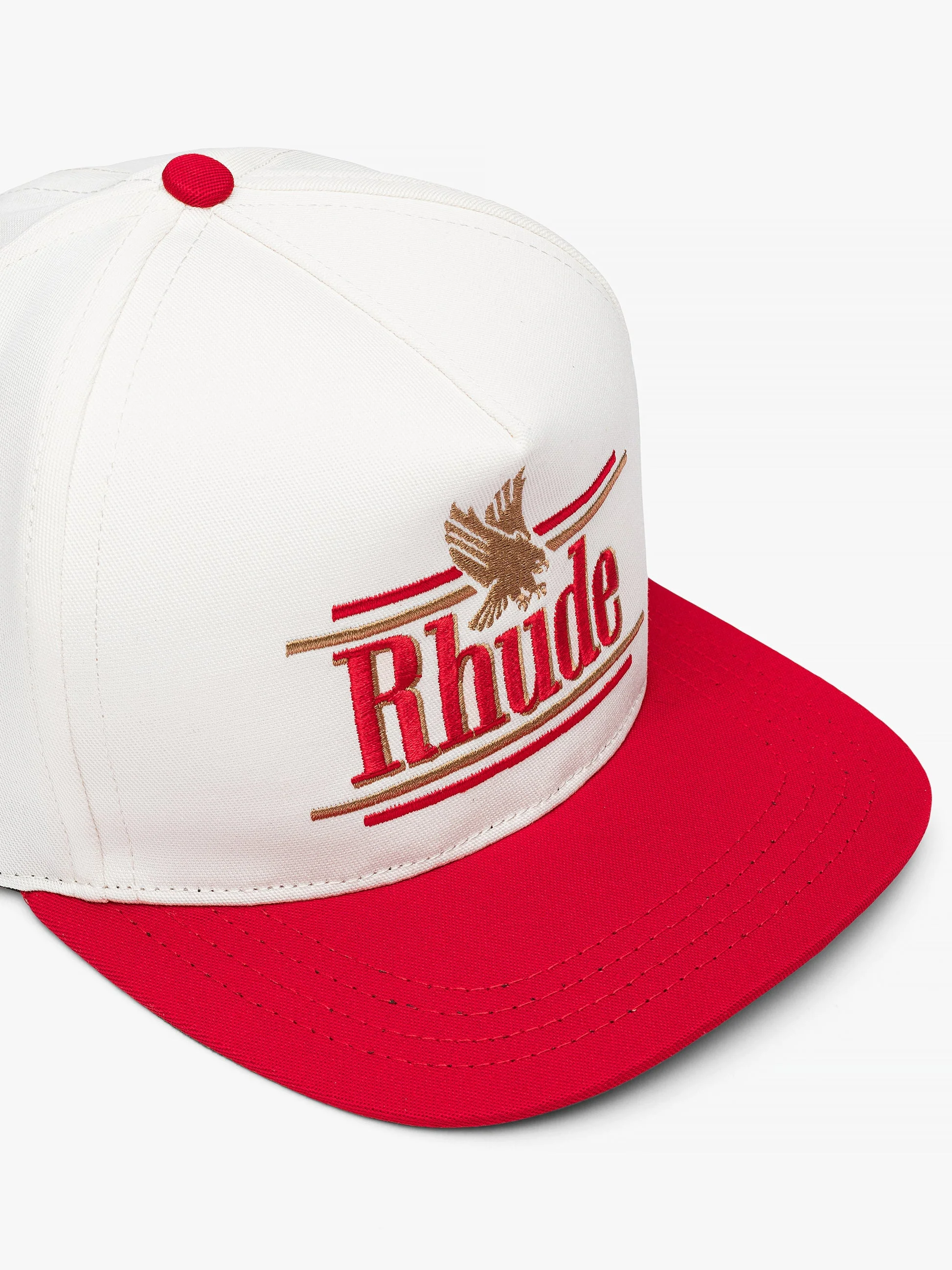 RHUDE UNISEX'S IVORY RED STRUCTURED BASEBALL CAP - Image 3