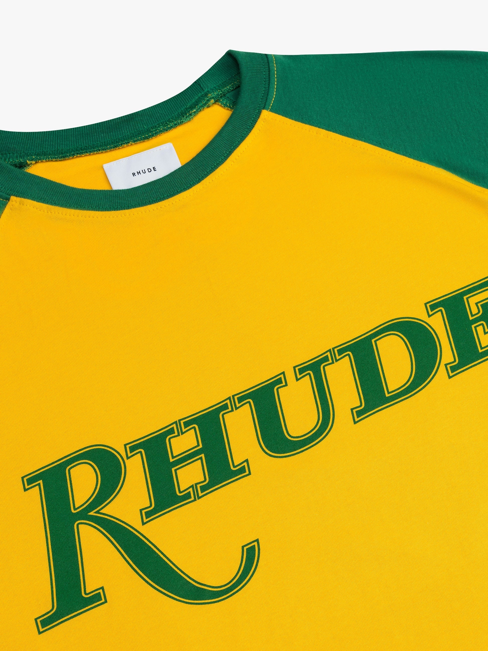 RHUDE MEN'S YELLOW GREEN SHORT SLEEVE TEE - Image 3
