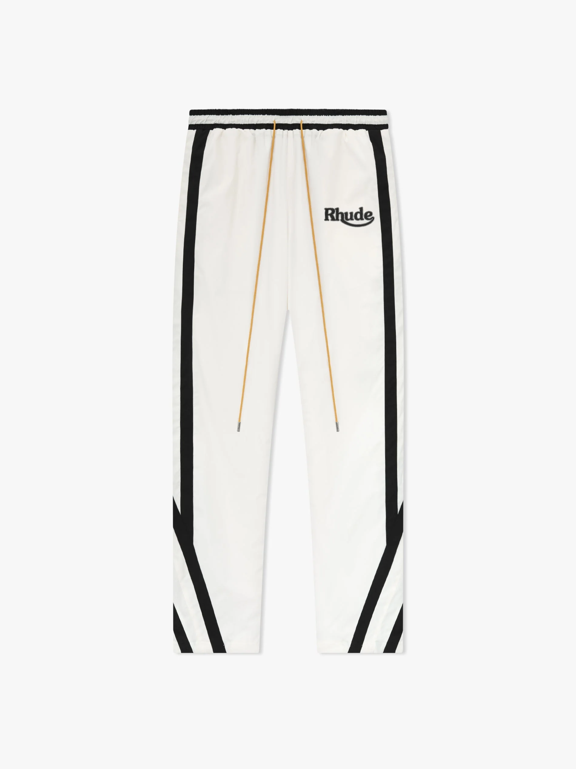 RHUDE MEN'S WHITE BLACK TRACK TROUSERS WITH STRIPES