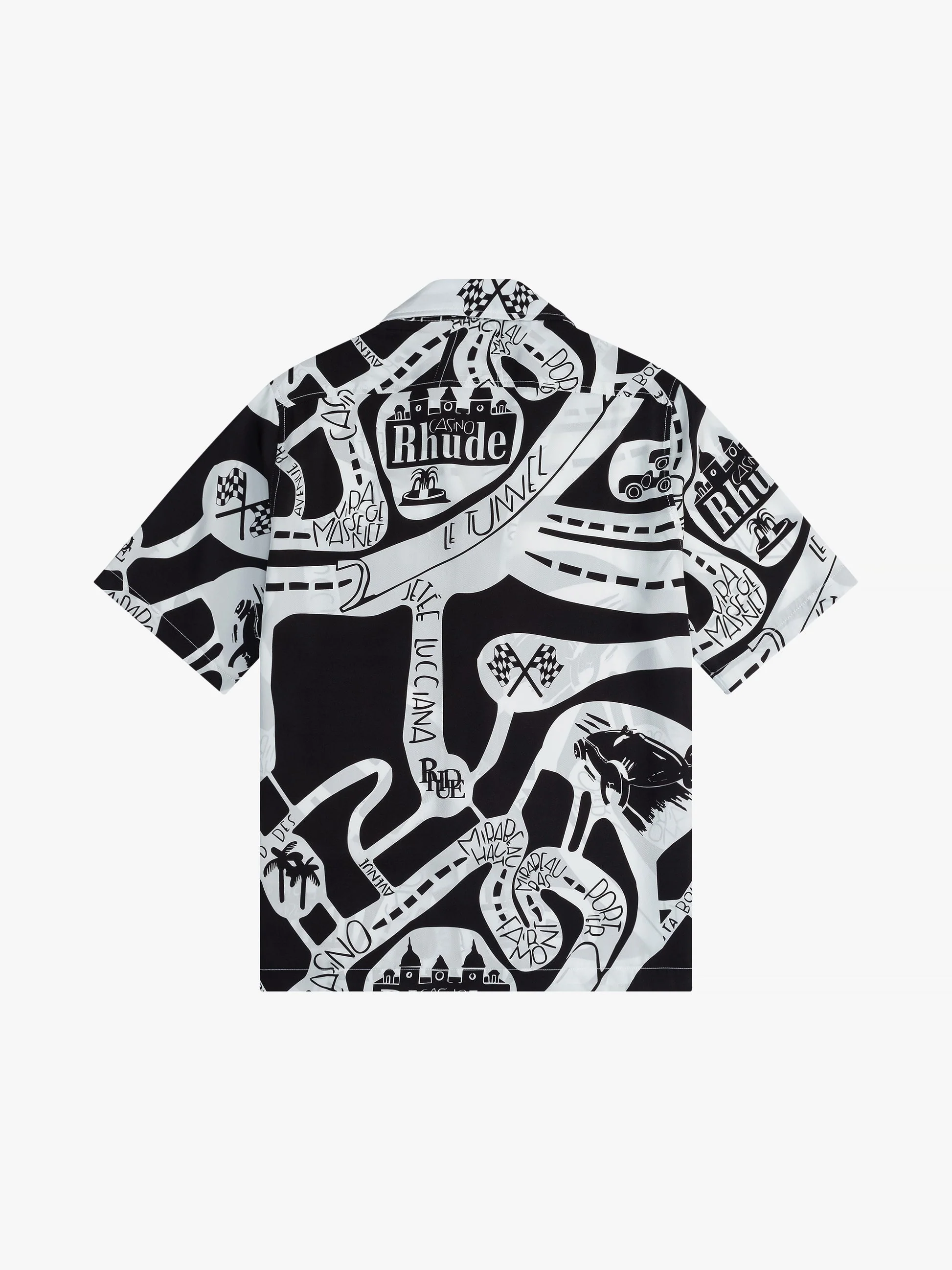 RHUDE MEN'S STRADA SILK SHIRT BLACK/WHITE NWT - Image 2